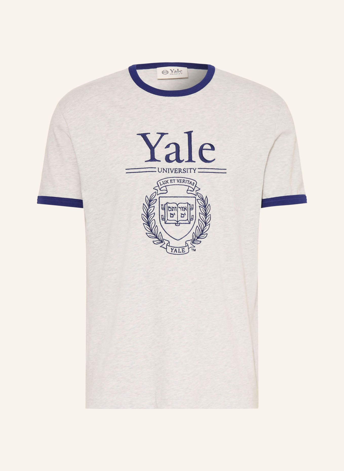 GANT T-shirt: LIGHT GRAY / DARK BLUE