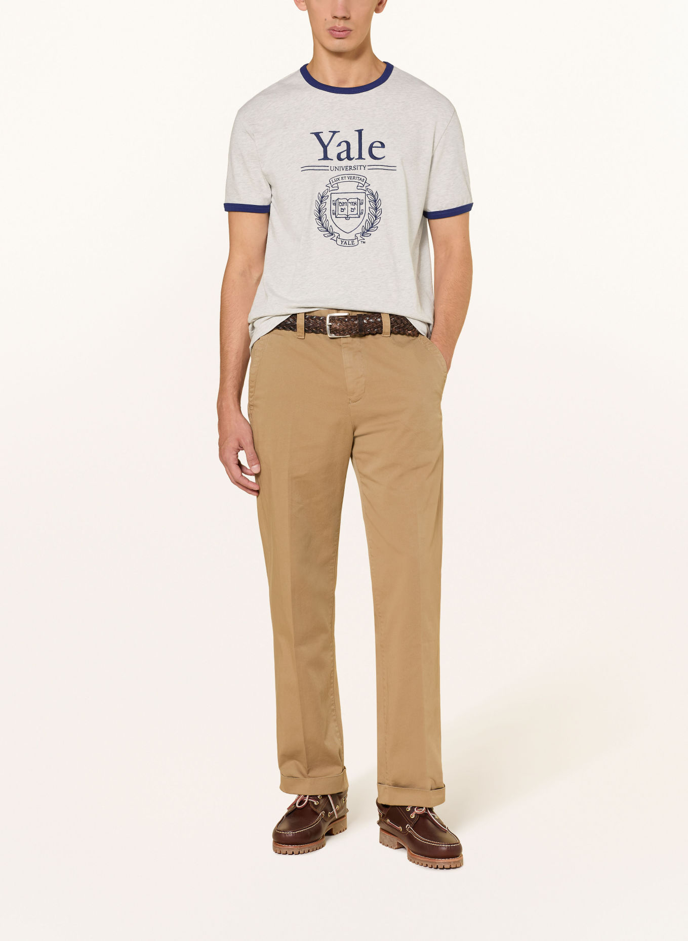 GANT T-shirt: LIGHT GRAY / DARK BLUE