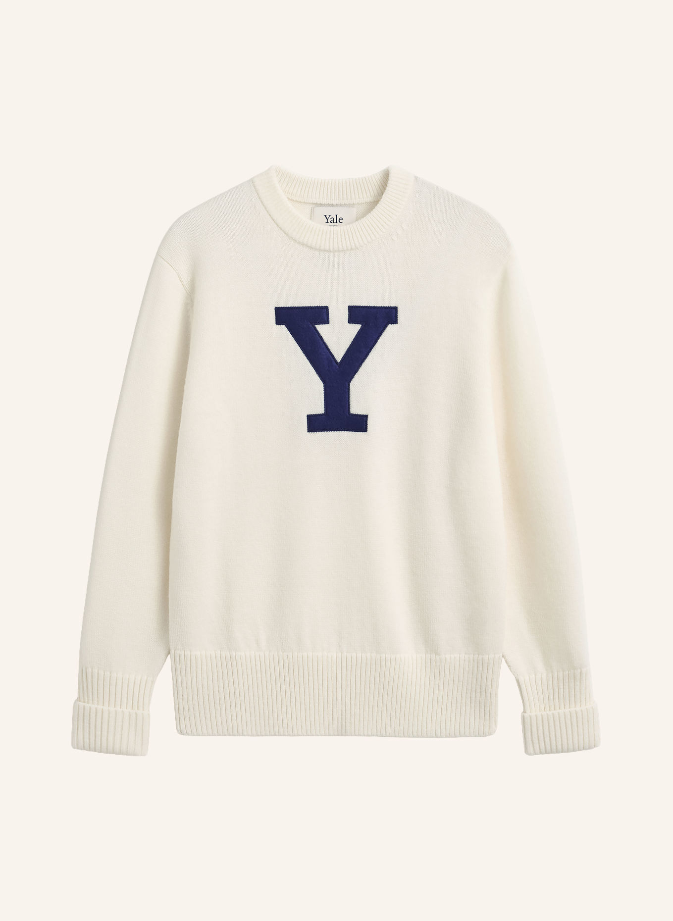 GANT Merino Wool Sweater: CREAM / DARK BLUE