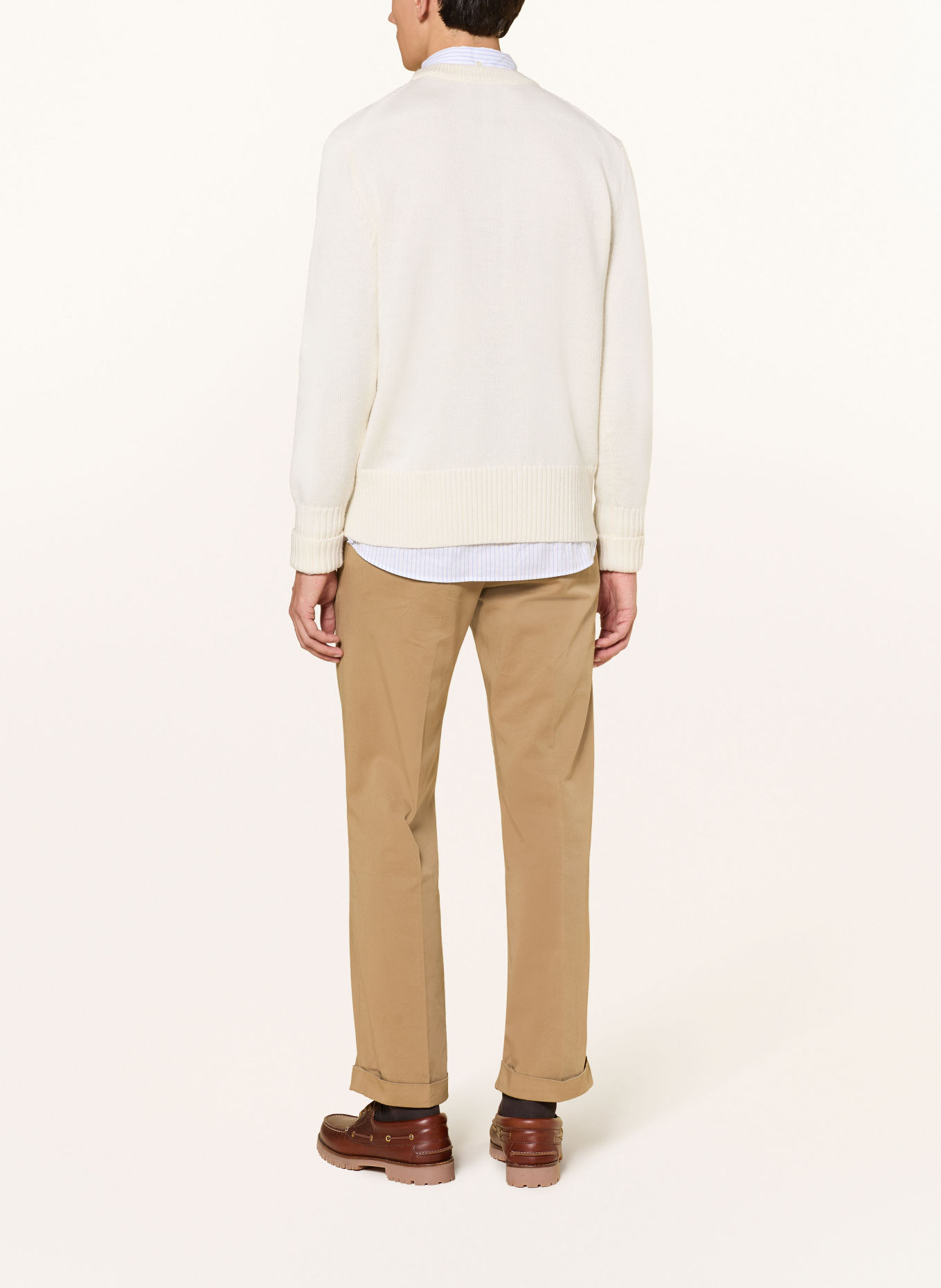 GANT Merino Wool Sweater: CREAM / DARK BLUE
