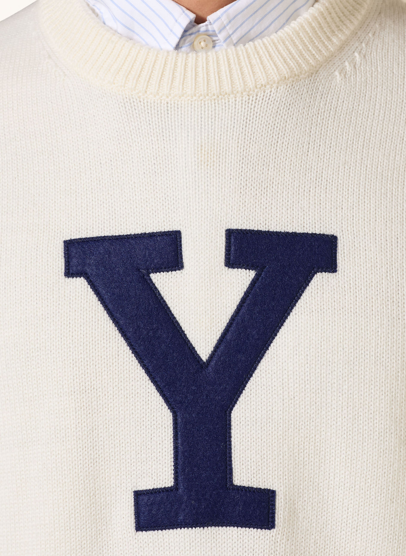 GANT Merino Wool Sweater: CREAM / DARK BLUE