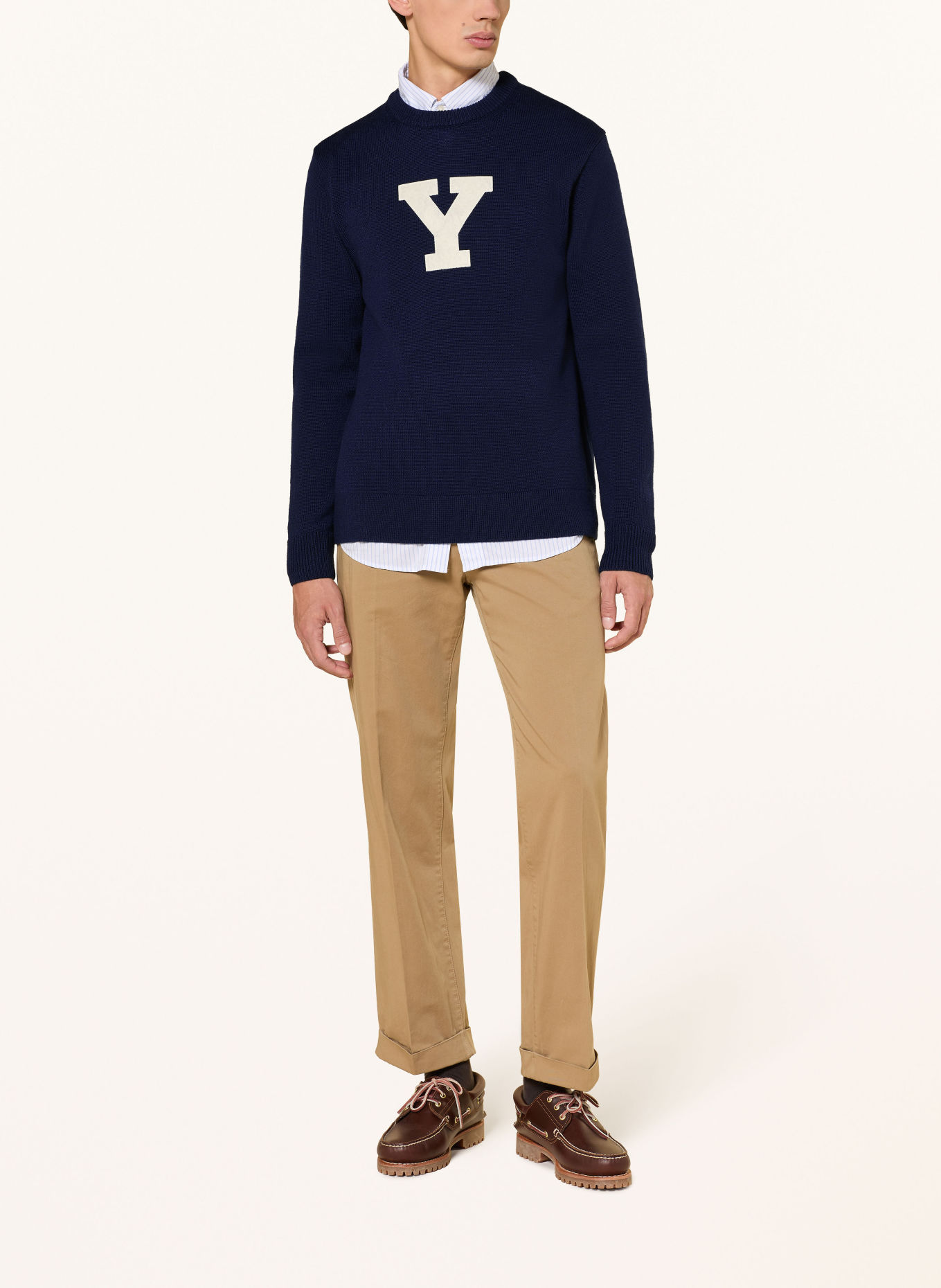 GANT Merino wool sweaters: DARK BLUE / ECRU