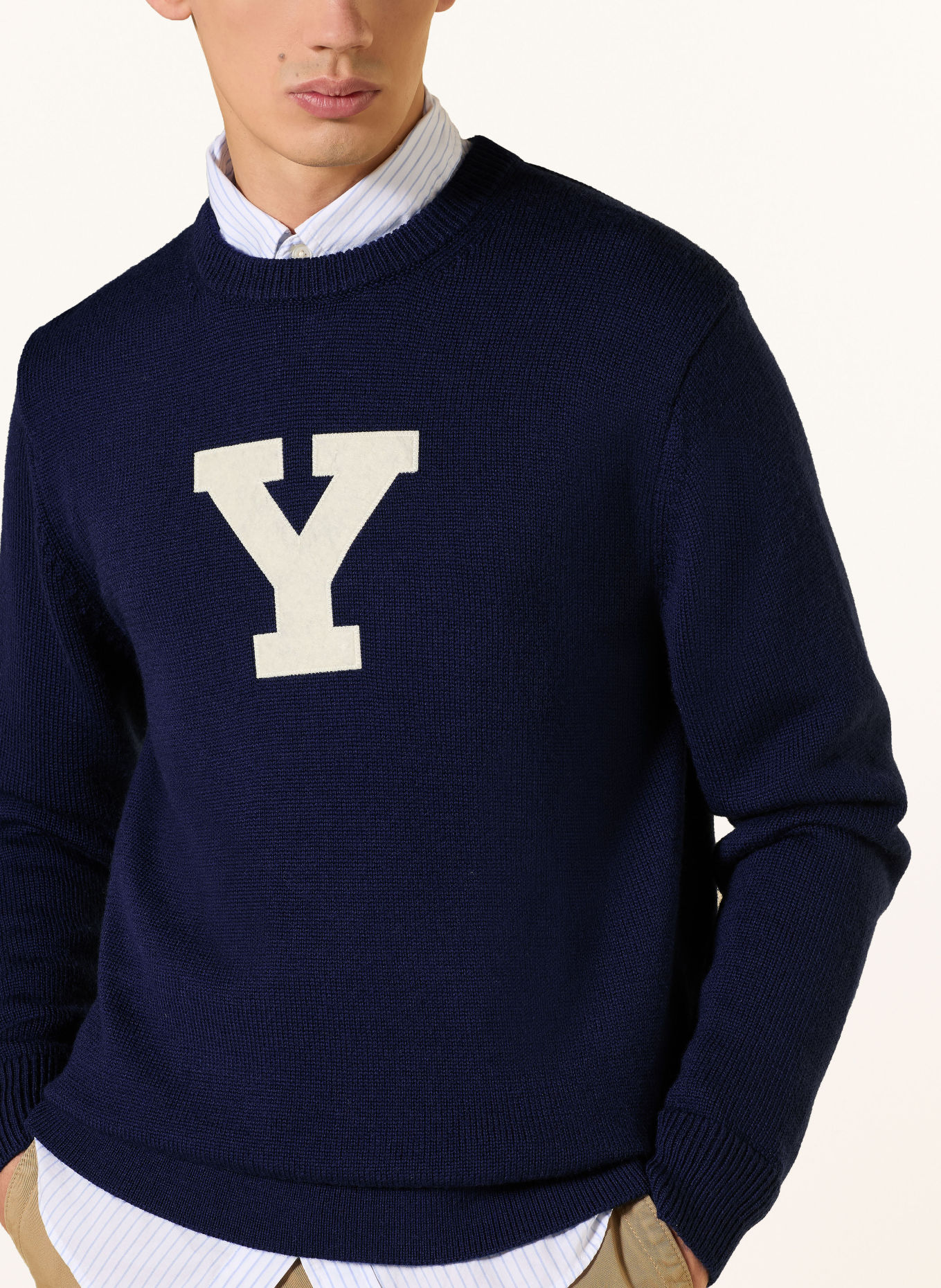 GANT Merino wool sweaters: DARK BLUE / ECRU