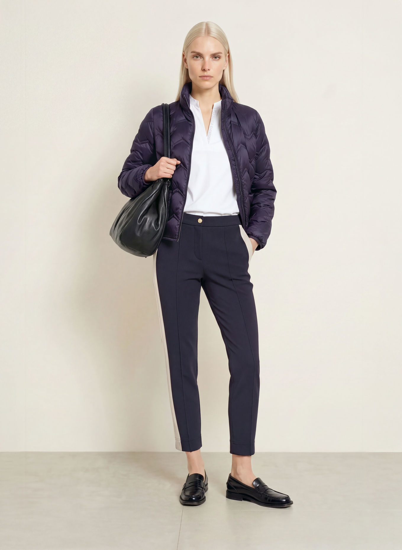 SPORTALM Marlenehose LUNILES: DUNKELBLAU / CREME