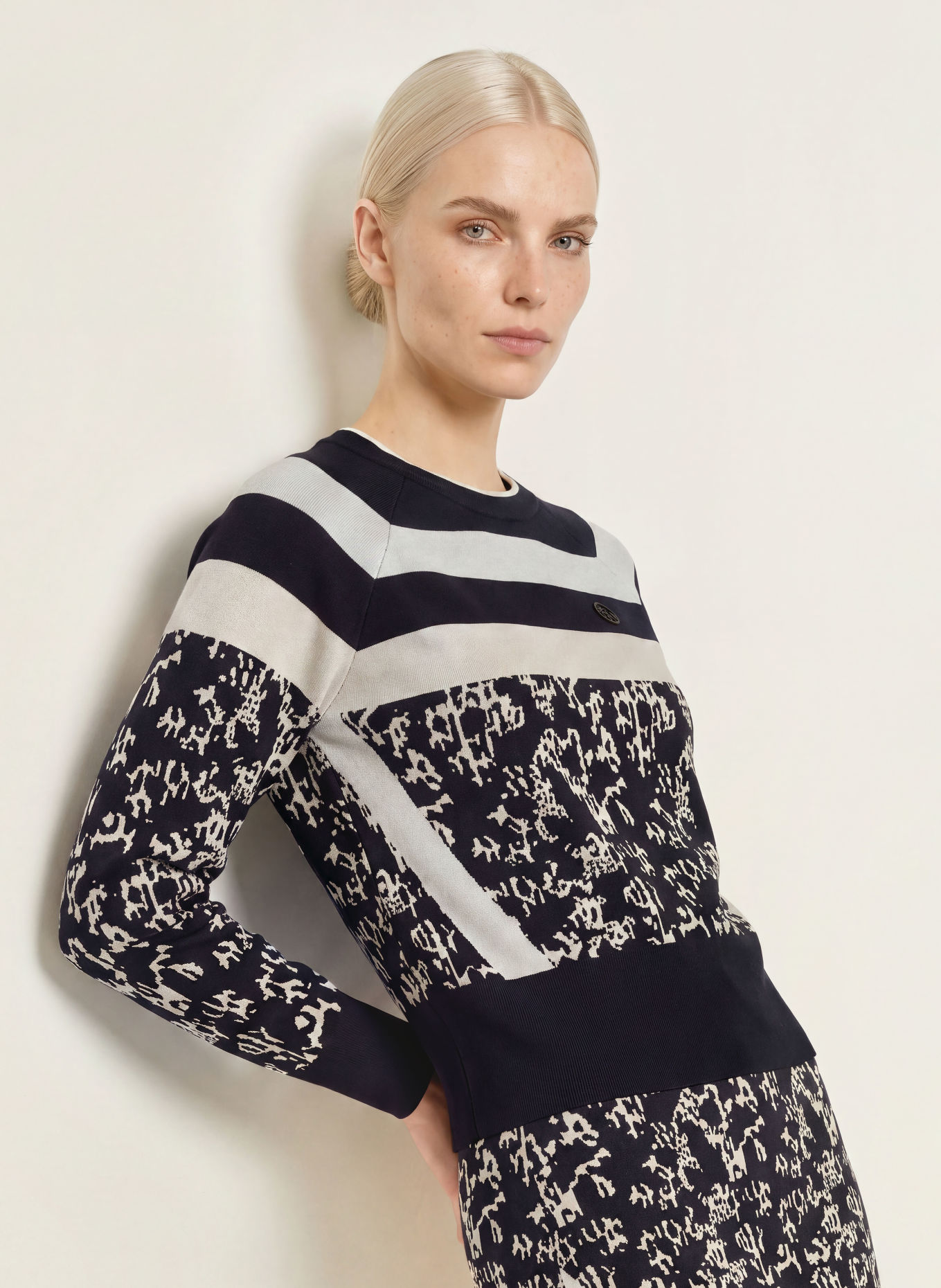 SPORTALM Pullover: DUNKELBLAU / WEISS