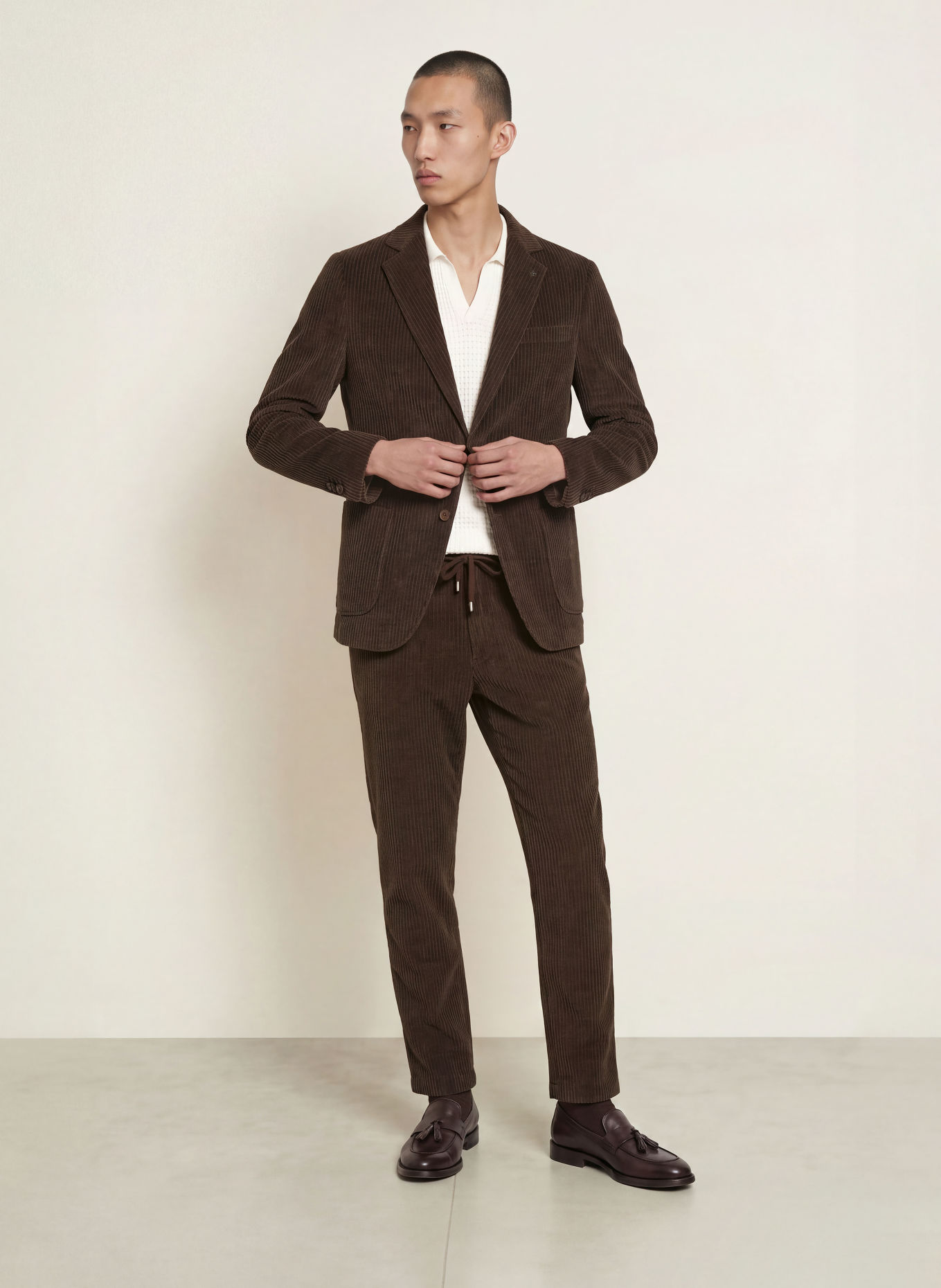 DISTRETTO 12 TORINO Extra Slim Fit Corduroy Suit Jacket: 0027 MORO