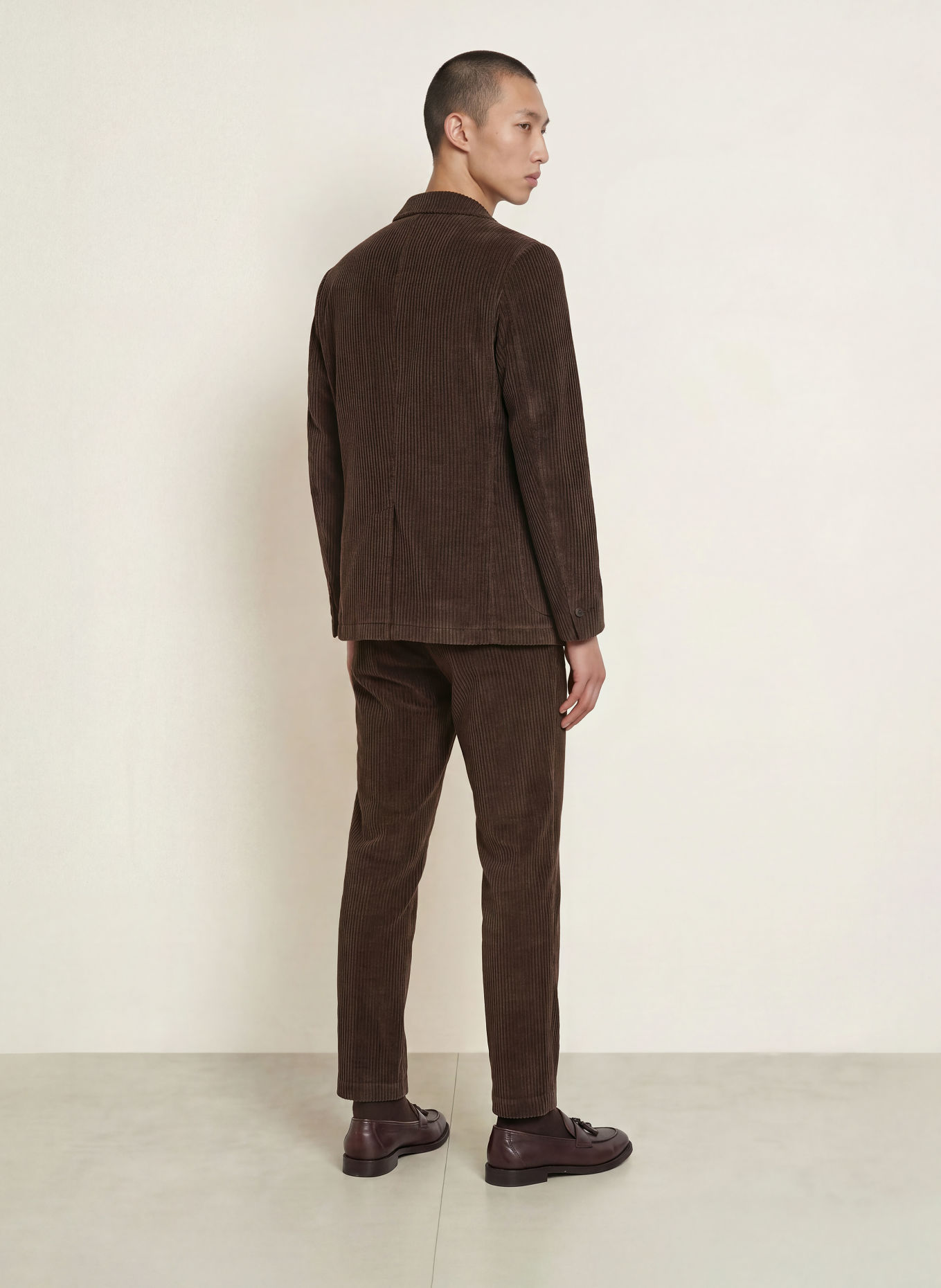 DISTRETTO 12 TORINO Extra Slim Fit Corduroy Suit Jacket: 0027 MORO