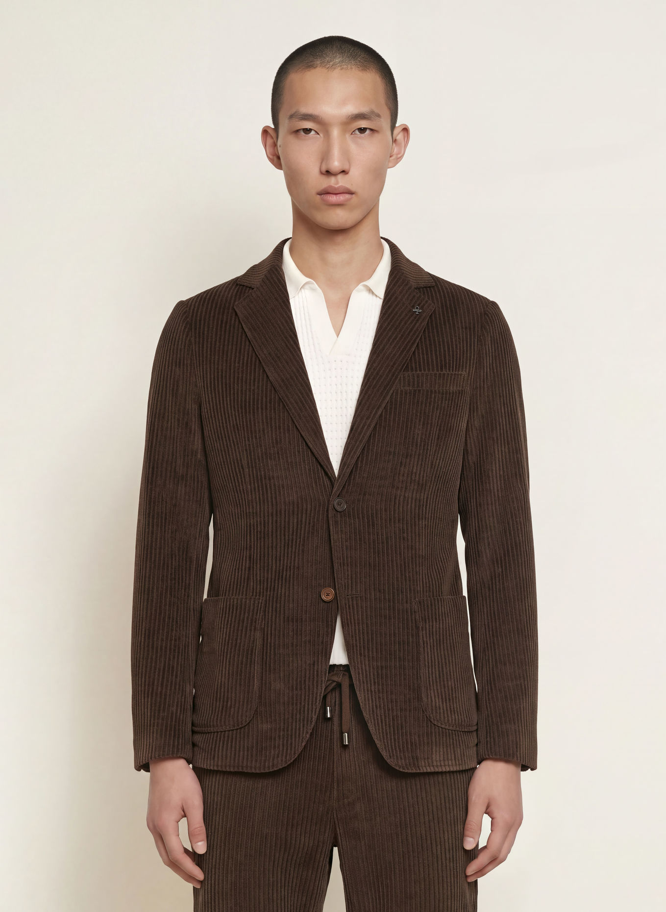 DISTRETTO 12 TORINO Extra Slim Fit Corduroy Suit Jacket: 0027 MORO
