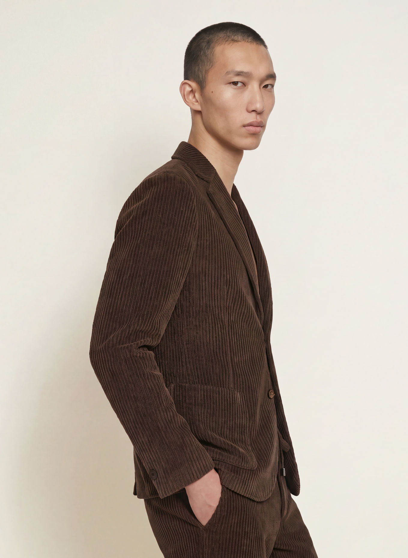 DISTRETTO 12 TORINO Extra Slim Fit Corduroy Suit Jacket: 0027 MORO