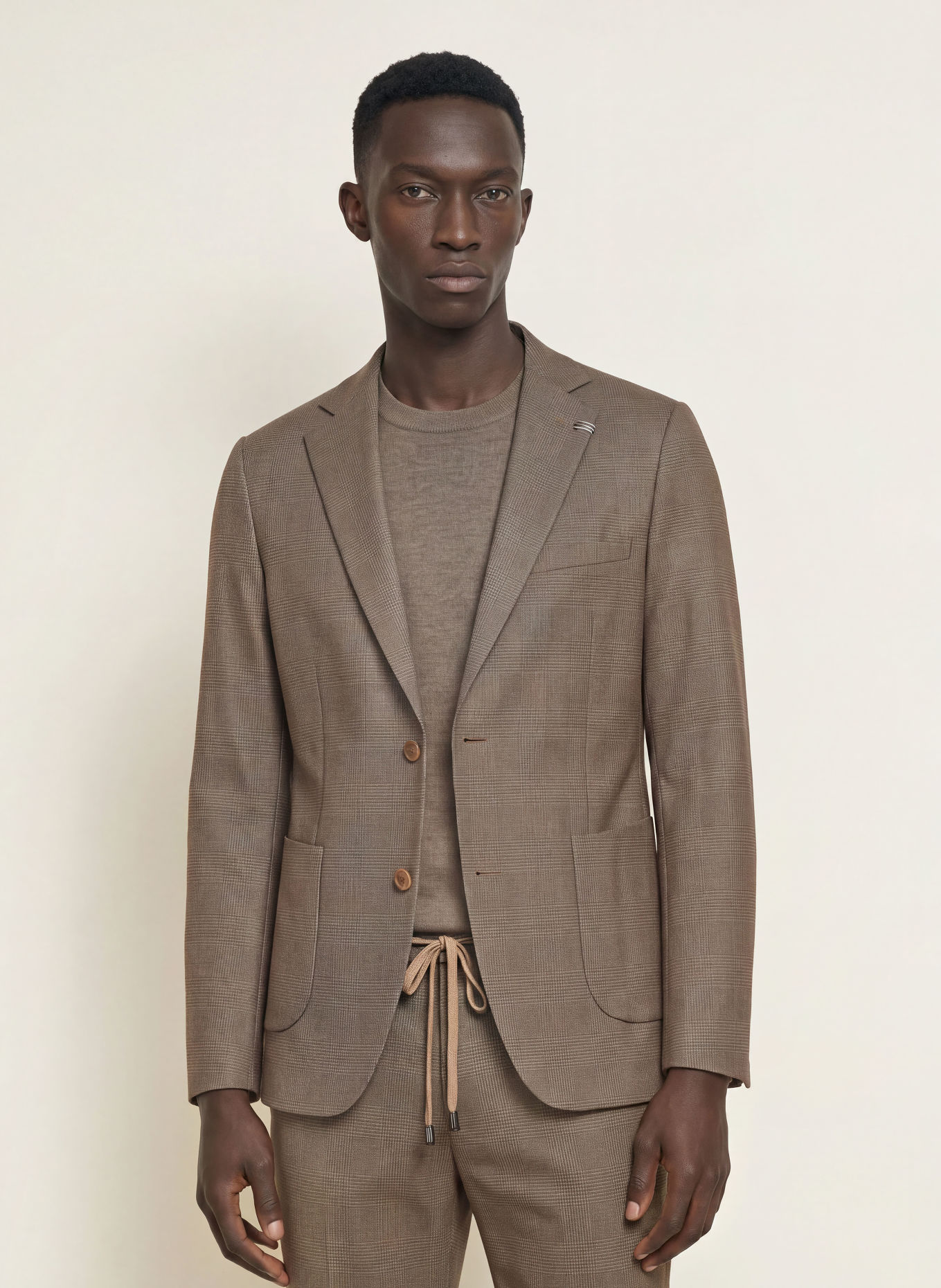 DISTRETTO 12 Sacou de costum CARRACCI Slim Fit din jersey: 0025 TORTORA
