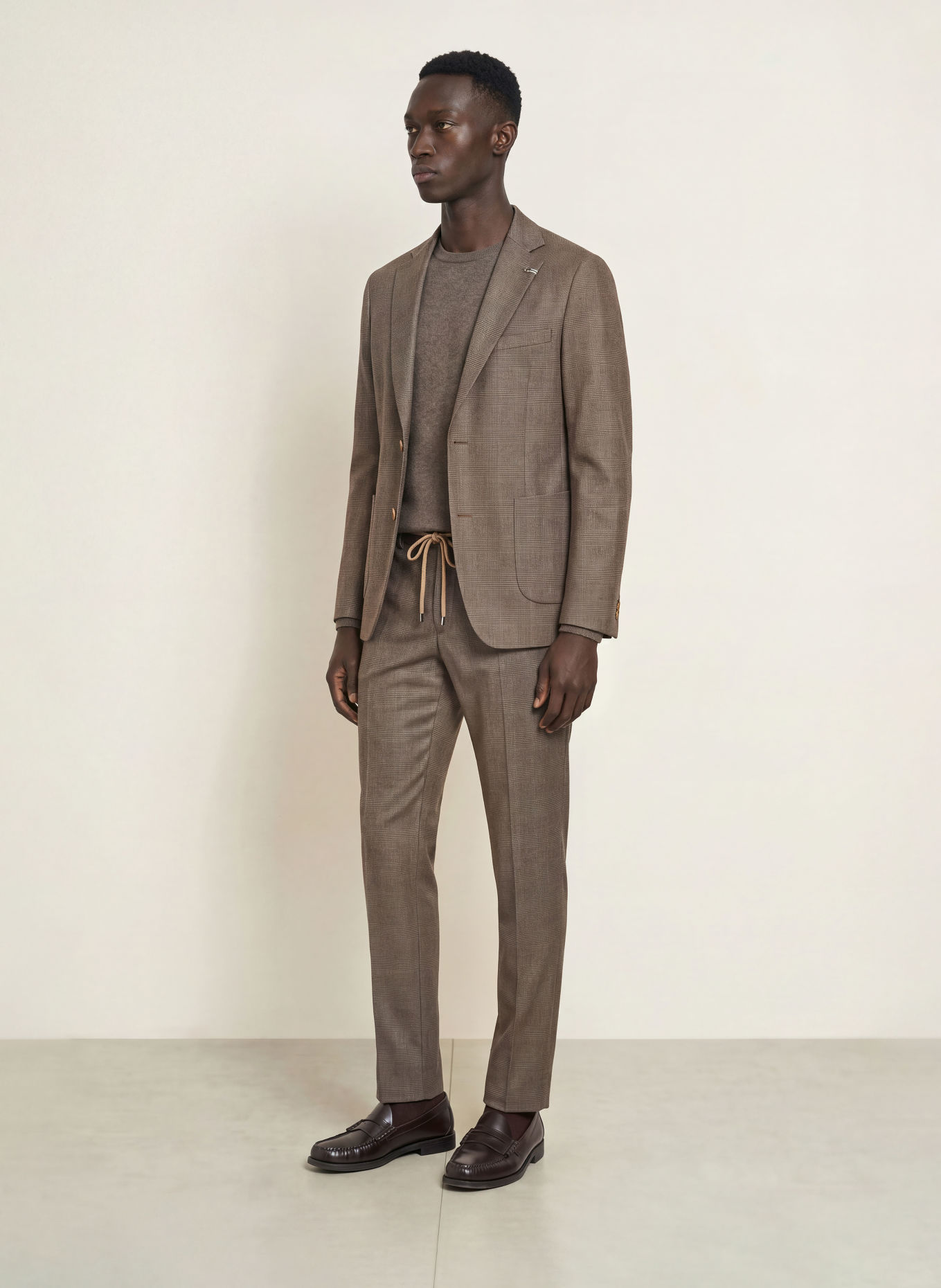 DISTRETTO 12 Sacou de costum CARRACCI Slim Fit din jersey: 0025 TORTORA