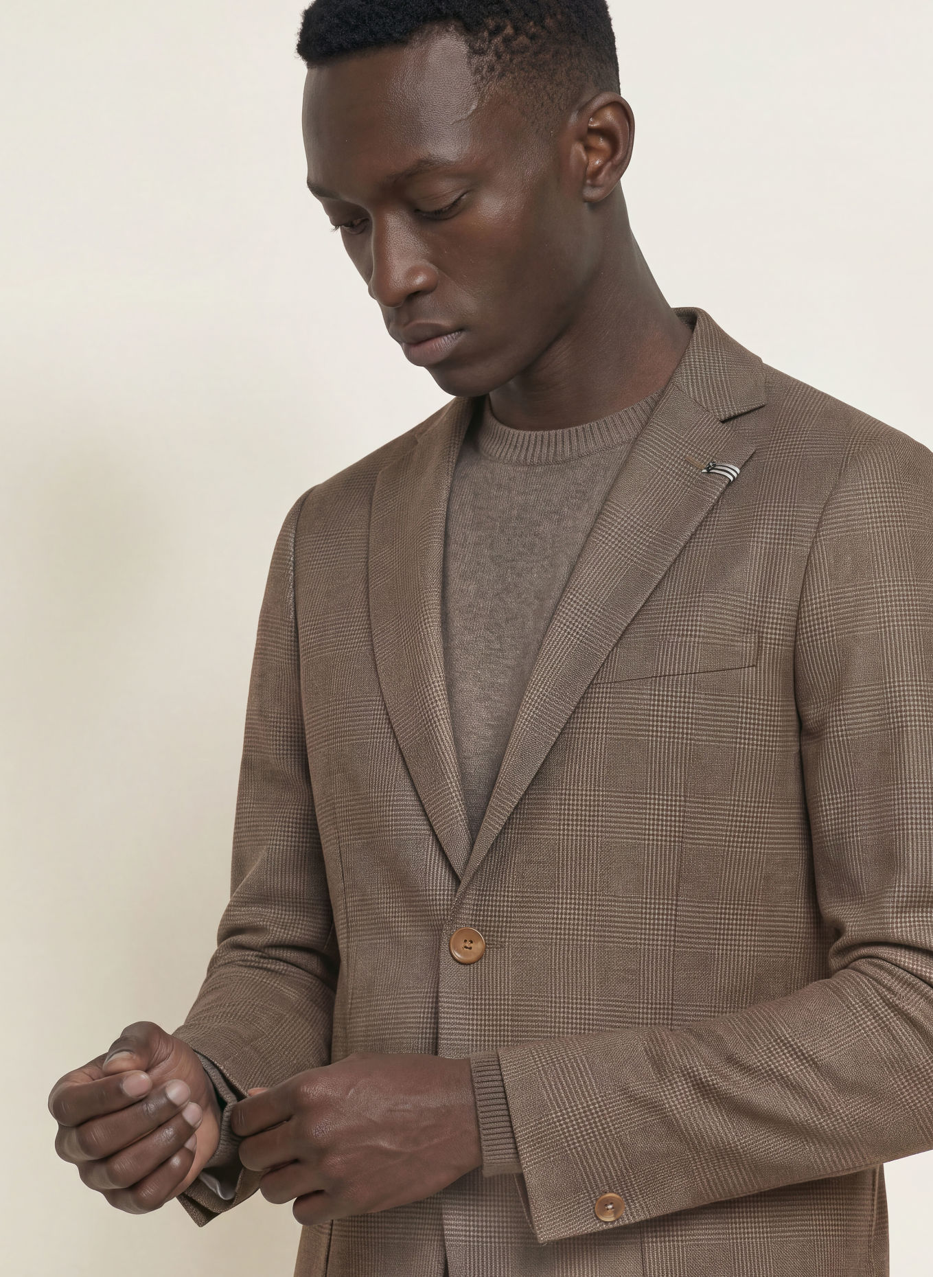 DISTRETTO 12 Sacou de costum CARRACCI Slim Fit din jersey: 0025 TORTORA