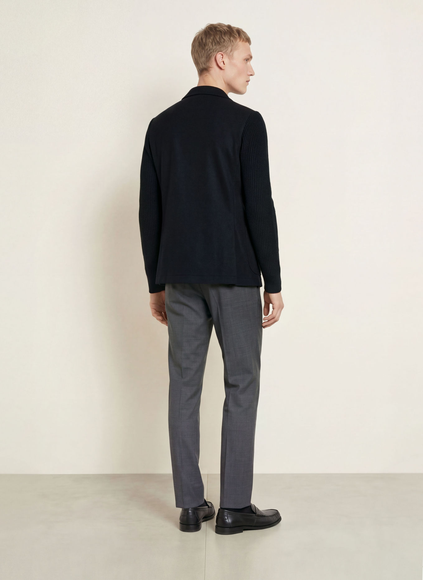 DISTRETTO 12 Sakko REGENT Slim Fit im Materialmix: DUNKELBLAU
