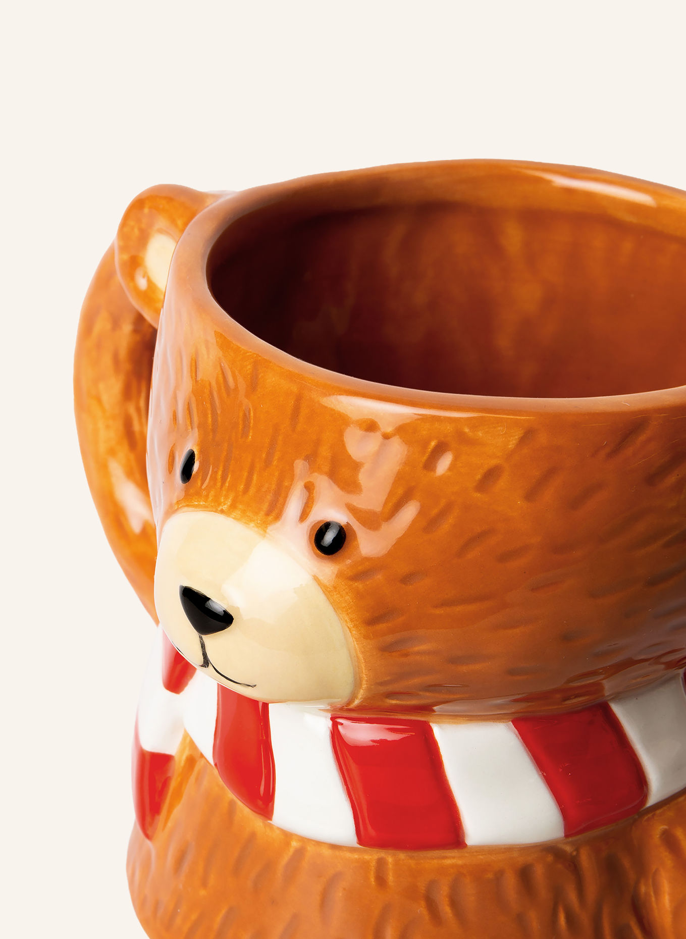 DOIY Henkelbecher TEDDY: BRAUN / ROT / WEISS