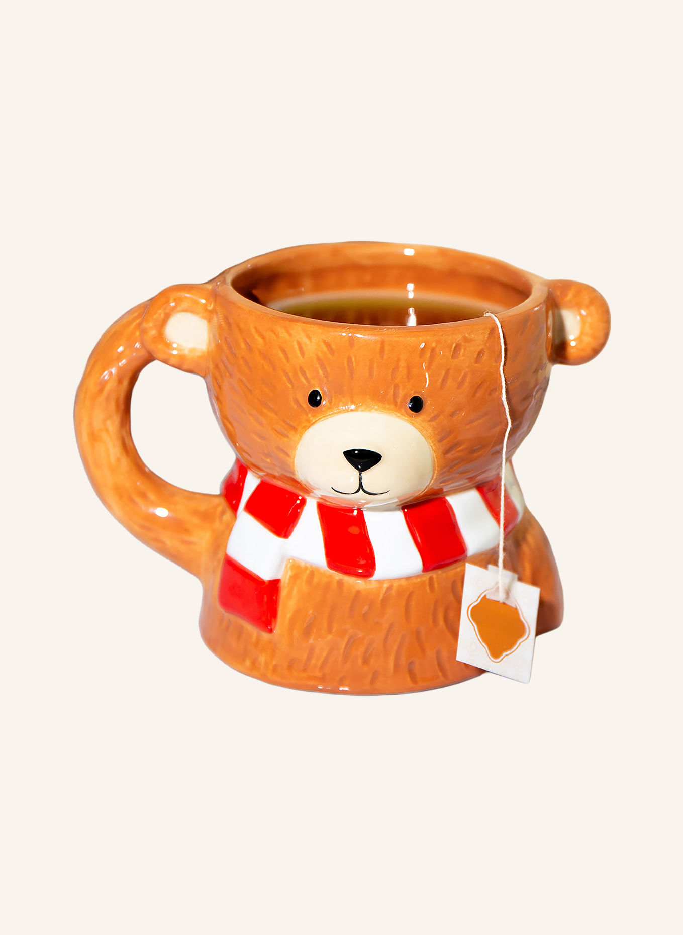 DOIY Henkelbecher TEDDY: BRAUN / ROT / WEISS