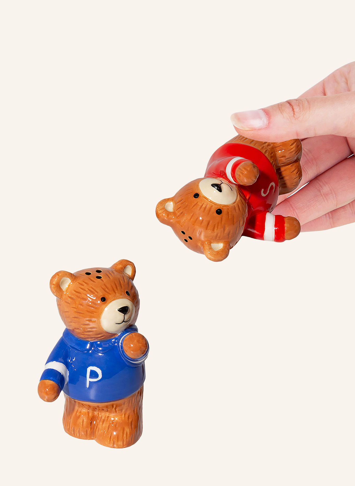 DOIY Salière et poivrière TEDDY: MARRON / ROUGE / BLEU
