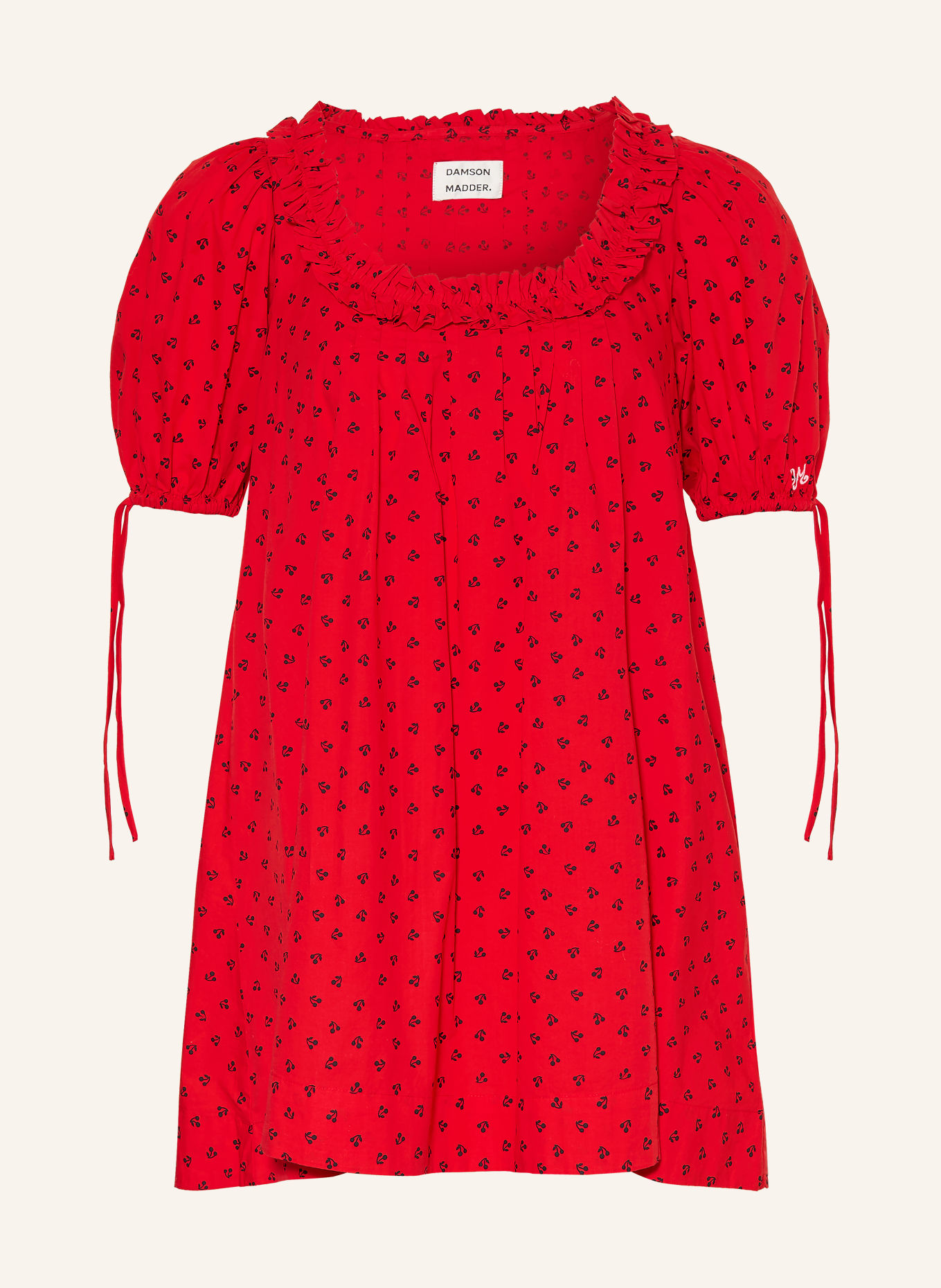 DAMSON MADDER. Kleid JEMIMA mit Rüschen: ROT / SCHWARZ