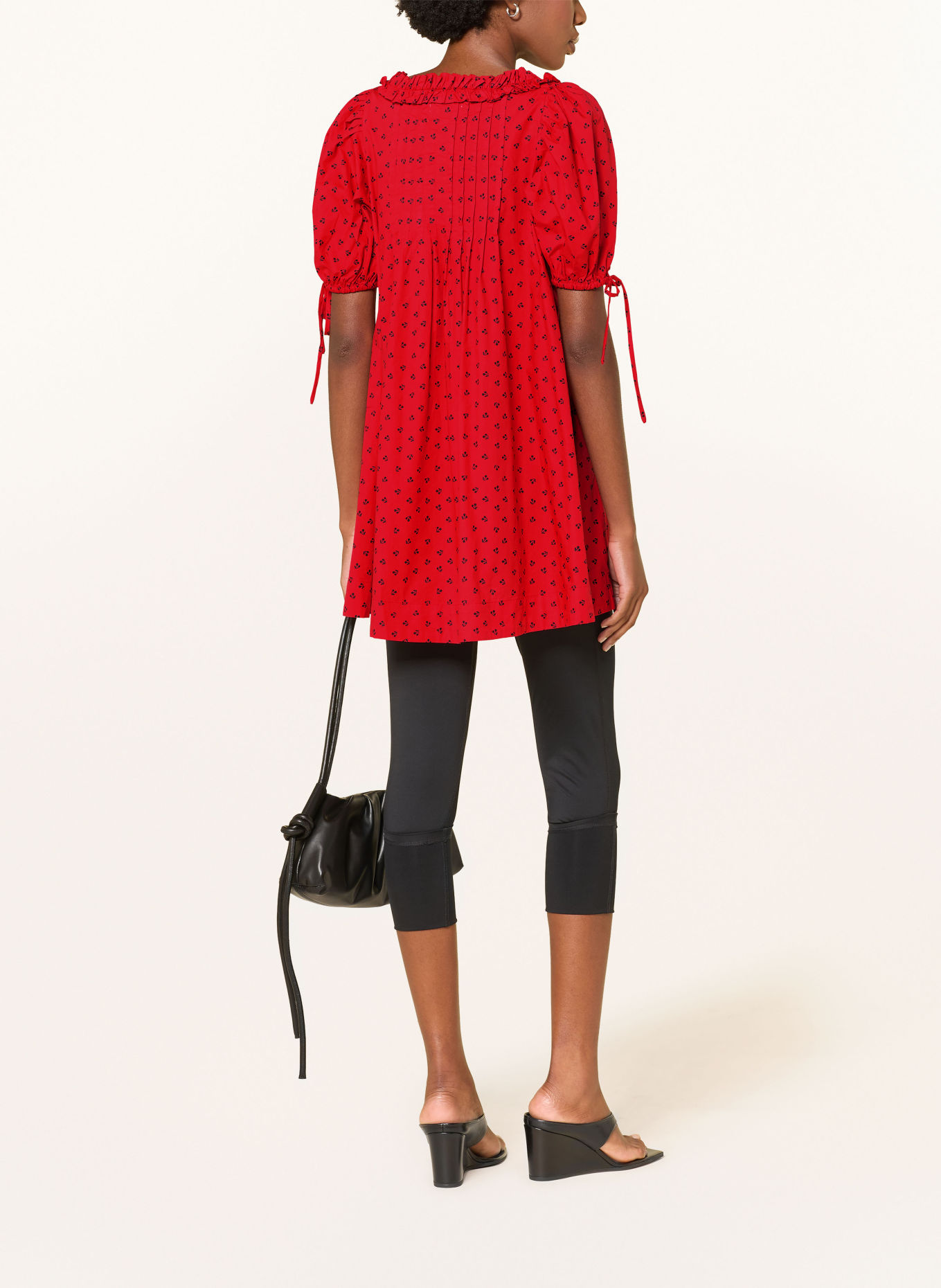DAMSON MADDER. Kleid JEMIMA mit Rüschen: ROT / SCHWARZ