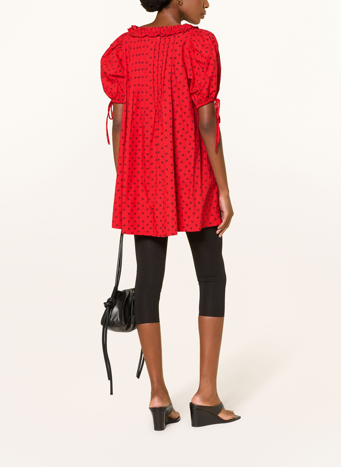 DAMSON MADDER. JEMIMA Dress with Ruffles: RED / BLACK