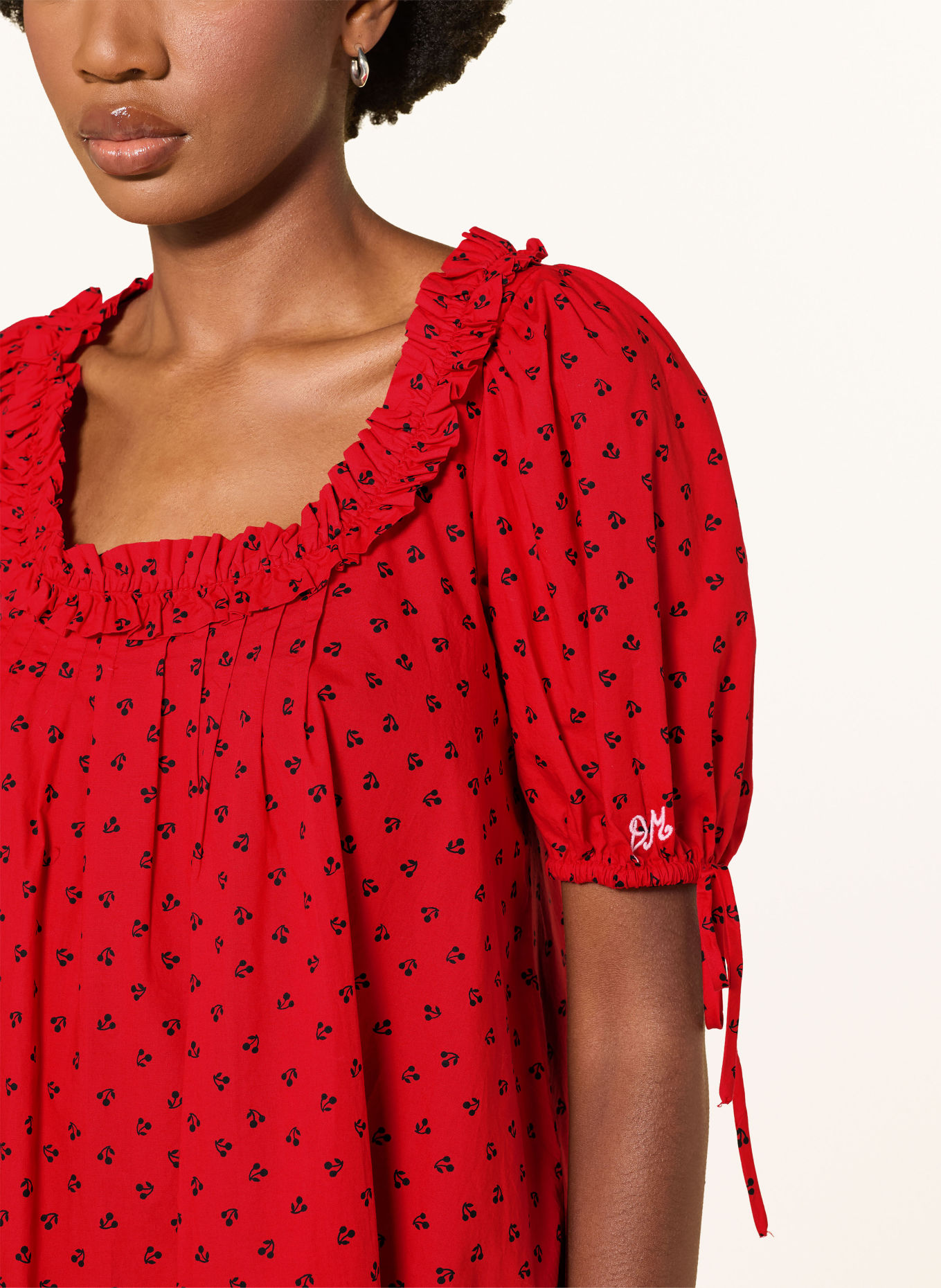 DAMSON MADDER. Kleid JEMIMA mit Rüschen: ROT / SCHWARZ