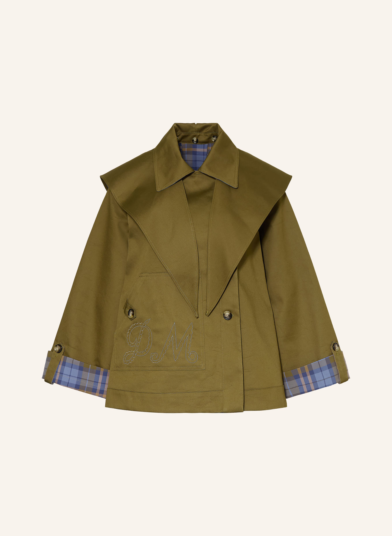 DAMSON MADDER. Trench-Jacke JERRY zum Wenden: KHAKI / BEIGE / HELLBLAU