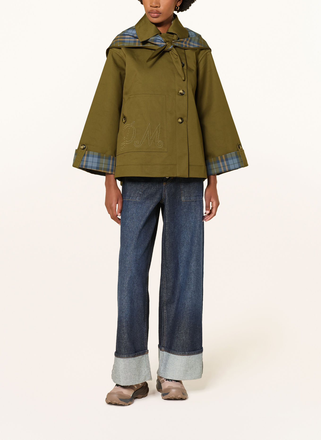 DAMSON MADDER. Trench-Jacke JERRY zum Wenden: KHAKI / BEIGE / HELLBLAU