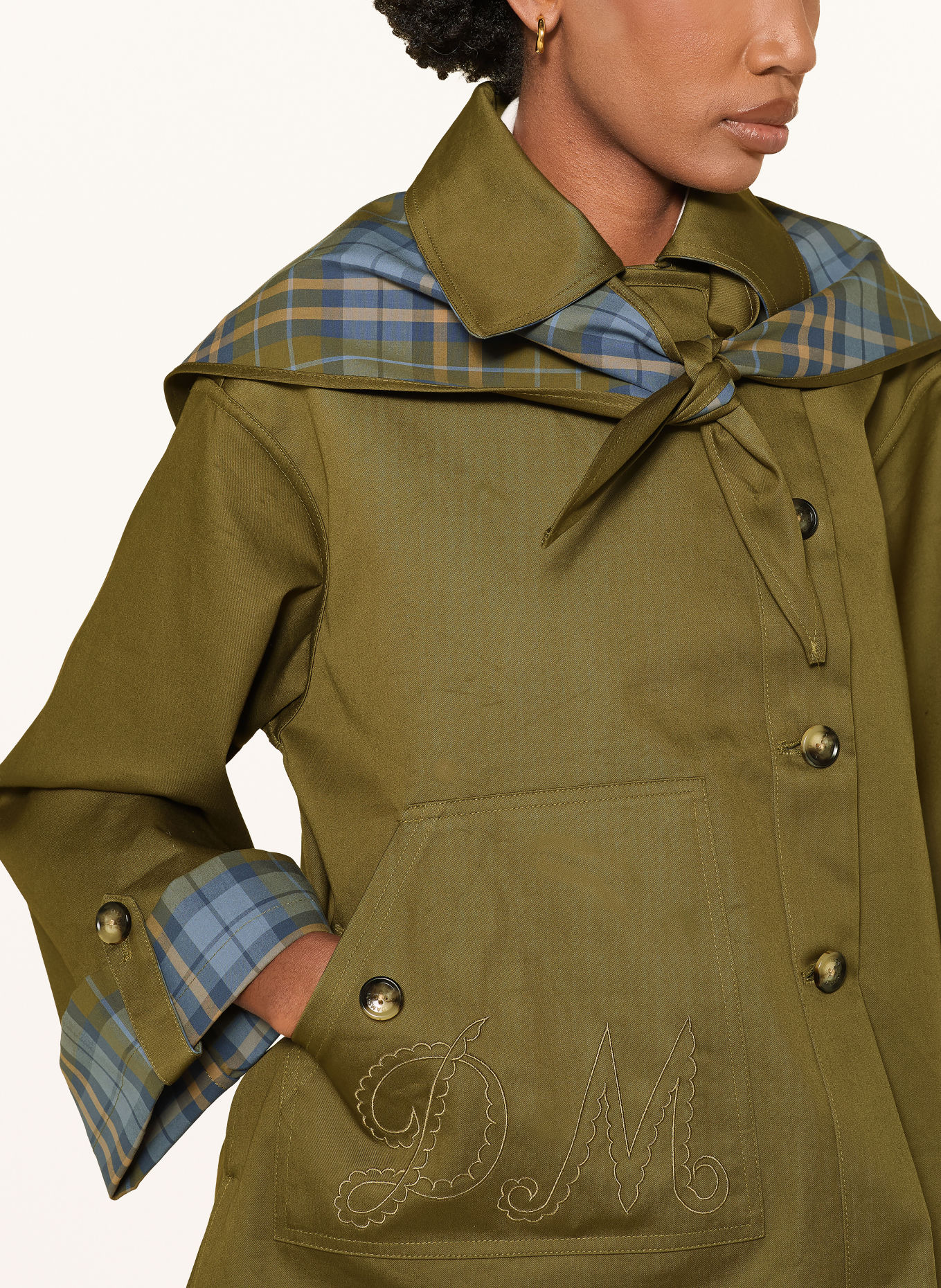 DAMSON MADDER. Trench-Jacke JERRY zum Wenden: KHAKI / BEIGE / HELLBLAU