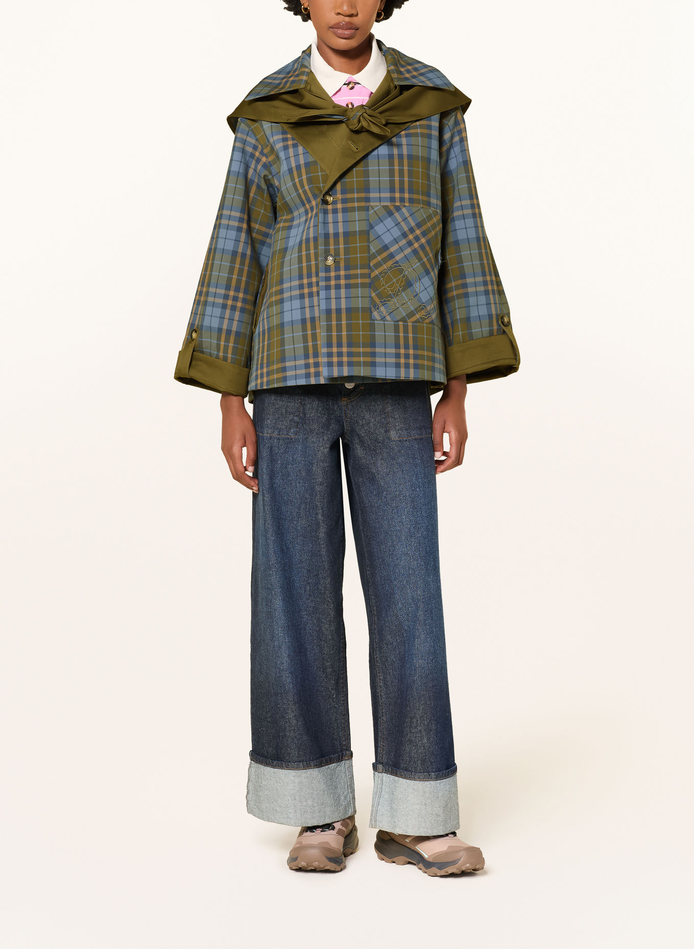 DAMSON MADDER. Trench-Jacke JERRY zum Wenden: KHAKI / BEIGE / HELLBLAU
