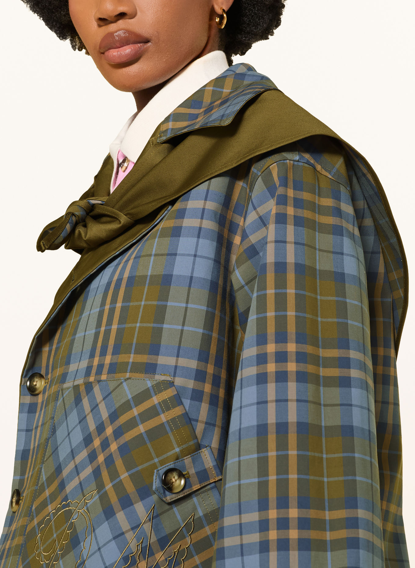 DAMSON MADDER. Trench-Jacke JERRY zum Wenden: KHAKI / BEIGE / HELLBLAU