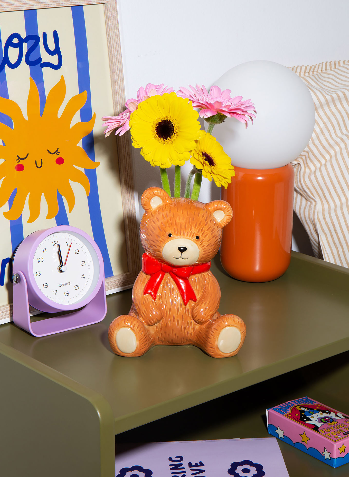 DOIY Vase TEDDY SMALL: BRAUN / CREME / ROT