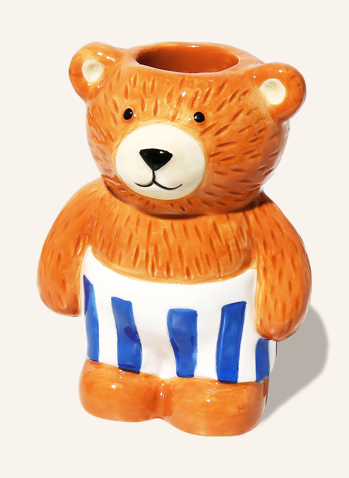 DOIY Kerzenhalter TEDDY: BRAUN / DUNKELBLAU / WEISS