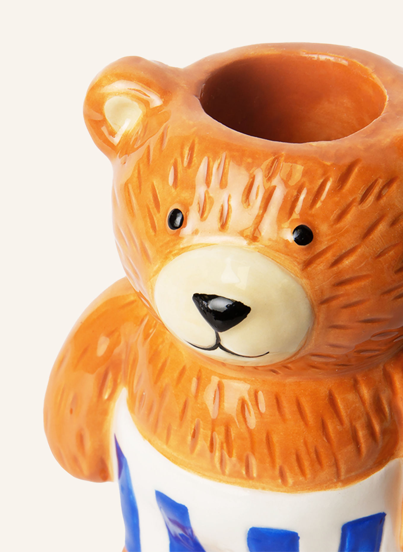 DOIY Kerzenhalter TEDDY: BRAUN / DUNKELBLAU / WEISS