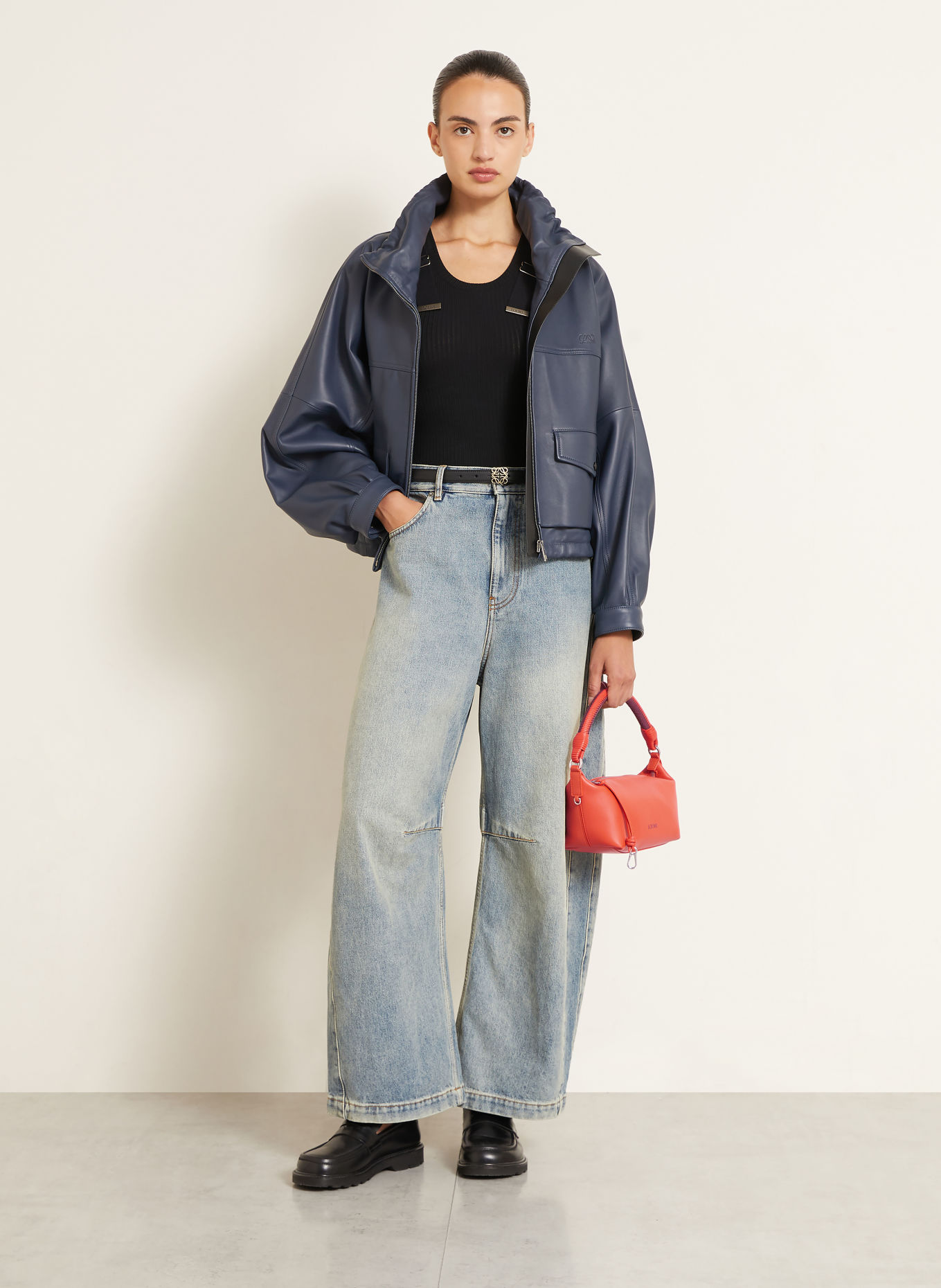 LOEWE CALA MINI Shoulder Bag: DARK ORANGE / SILVER