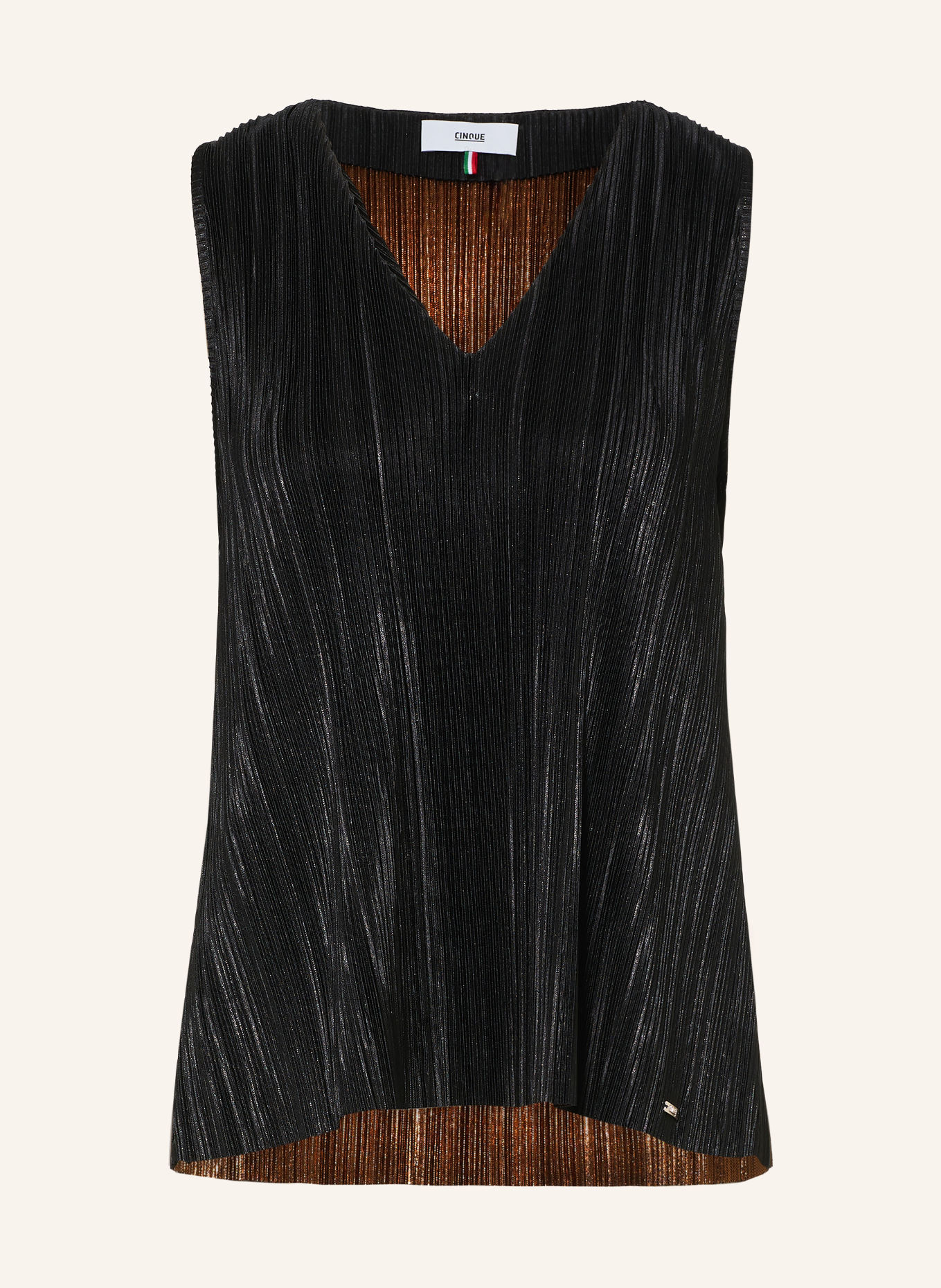CINQUE CIISA pleated blouse top: BLACK