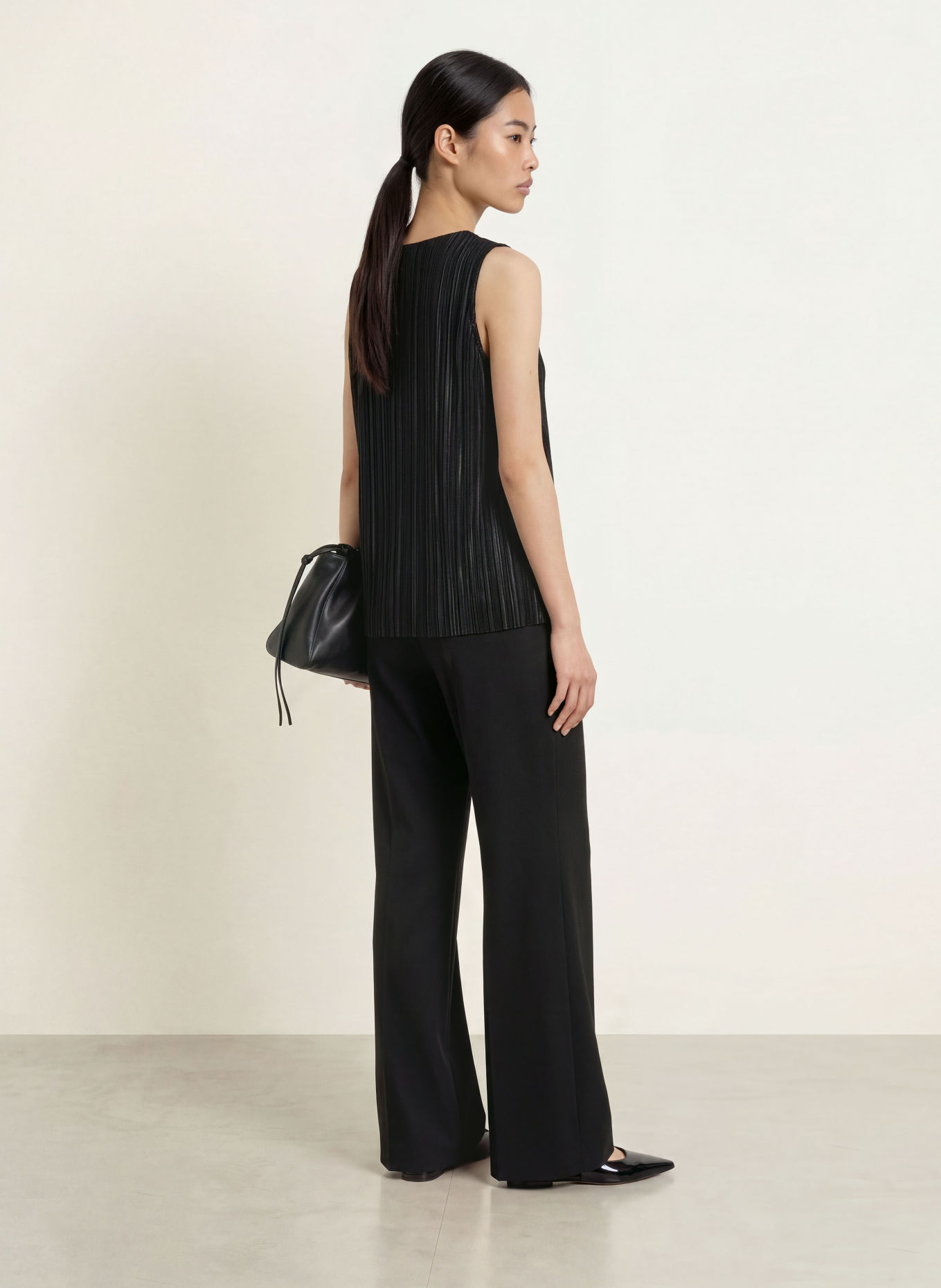 CINQUE CIISA pleated blouse top: BLACK