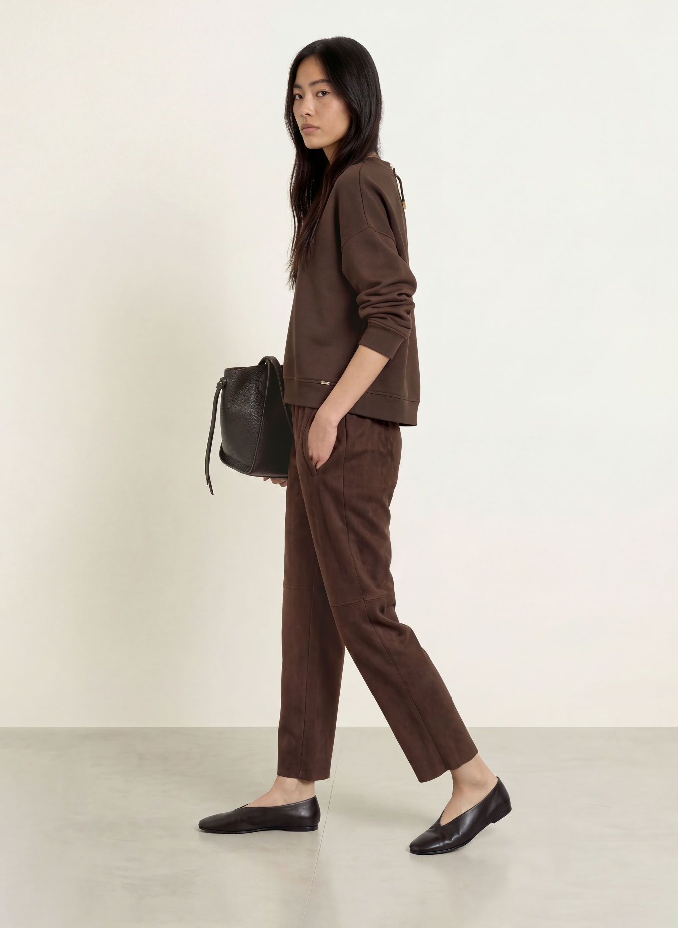 CINQUE CIFACELLA-sweatshirt med pailletter: MØRKEBRUN