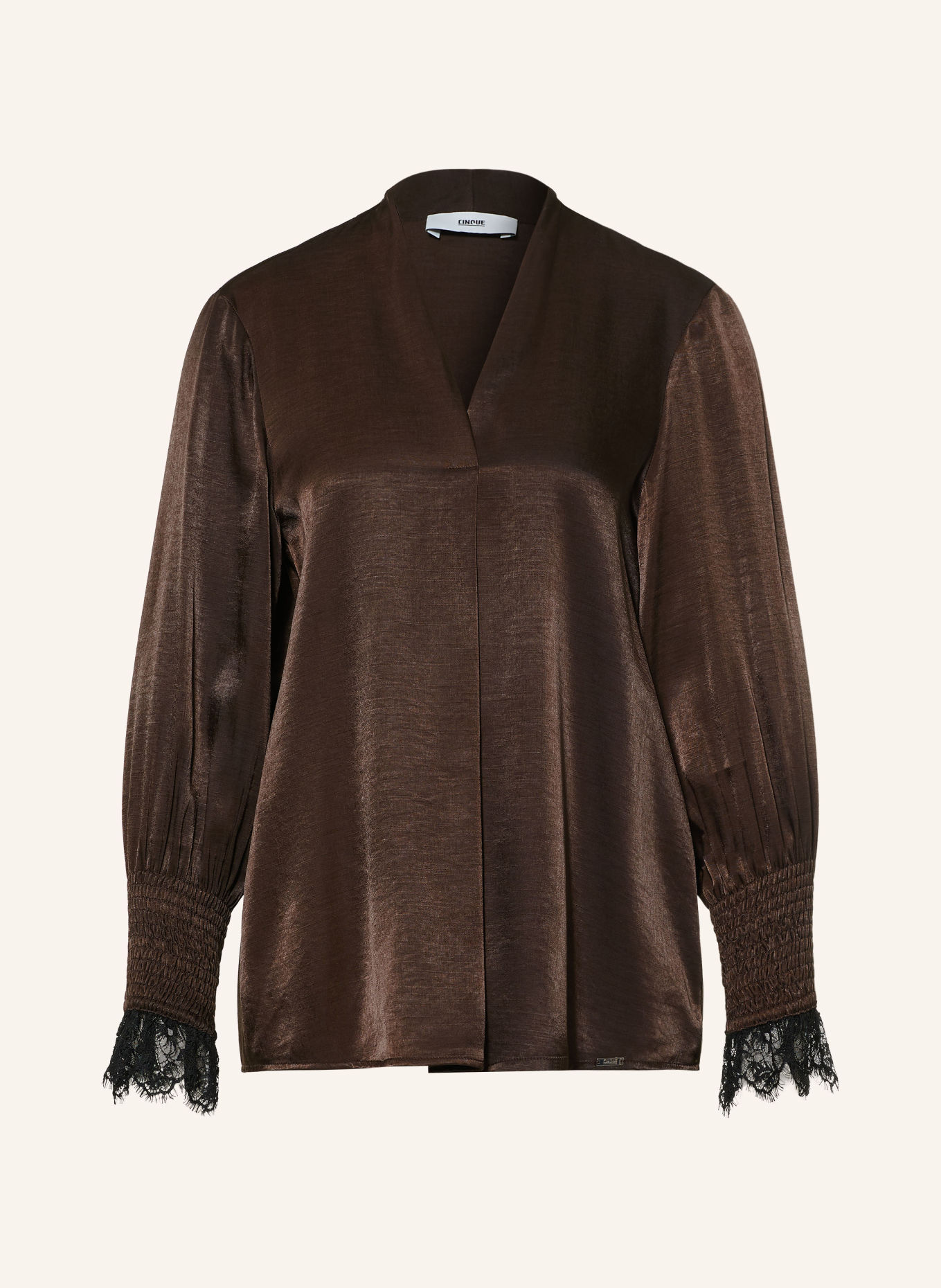 CINQUE Blusenshirt CIPRIA mit Spitze: DUNKELBRAUN