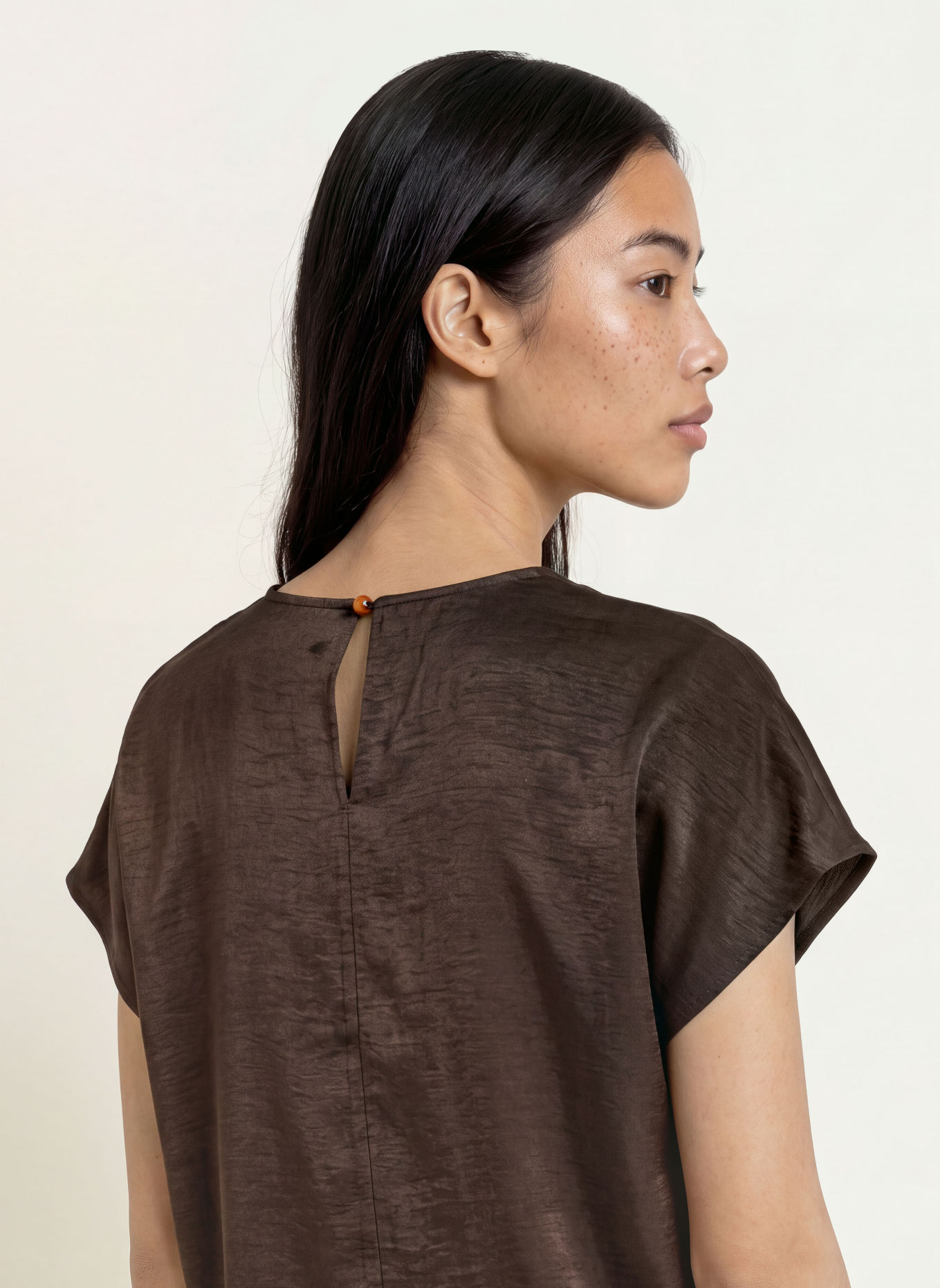 CINQUE Blusenshirt CIPLUS mit Spitze: DUNKELBRAUN / SCHWARZ
