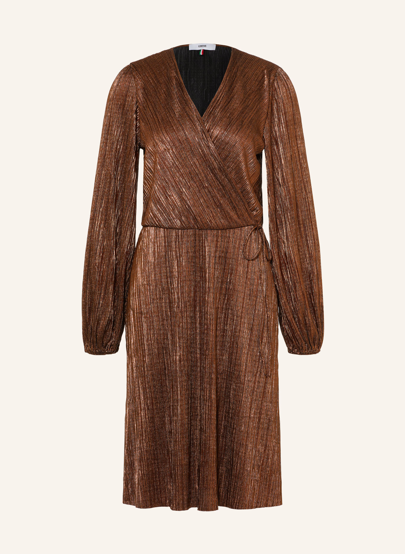 CINQUE Plisseekleid CIISSY in Wickeloptik mit Glitzergarn: DUNKELBRAUN / GOLD