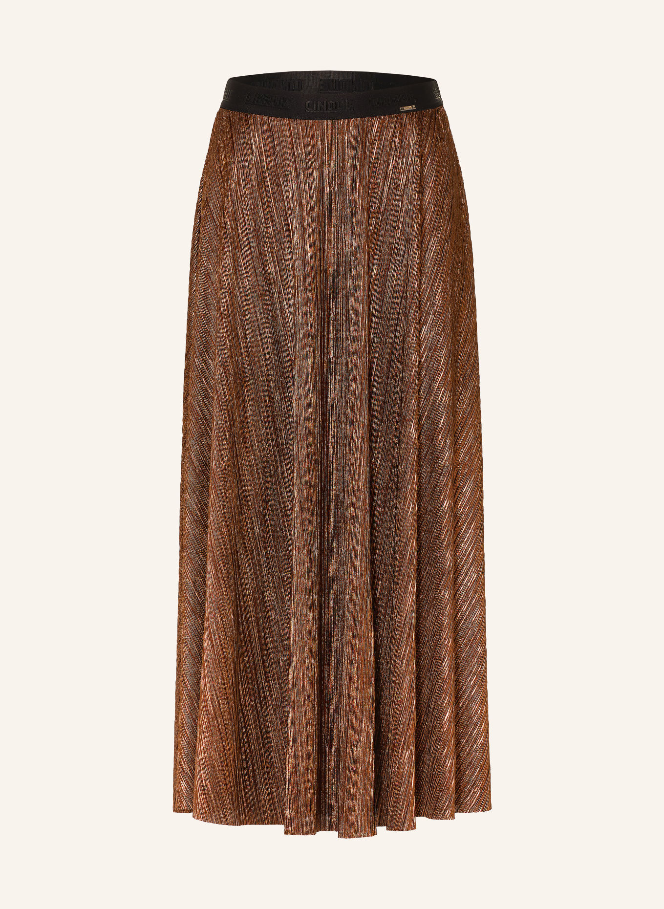 CINQUE CIFADI pleated skirt with glitter yarn: BROWN / GOLD