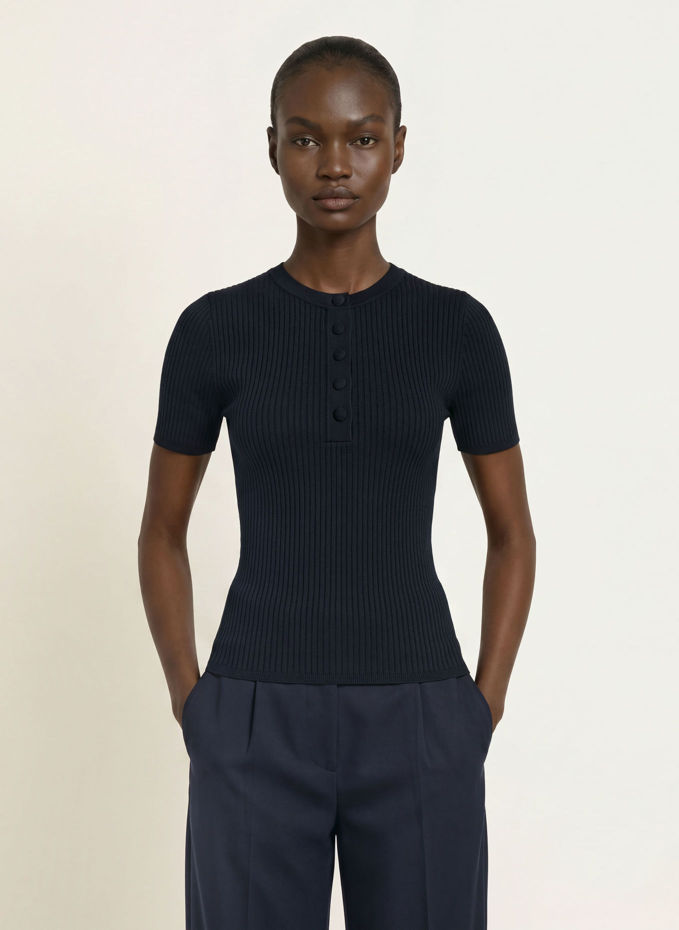 SANDRO Strickshirt: DUNKELBLAU
