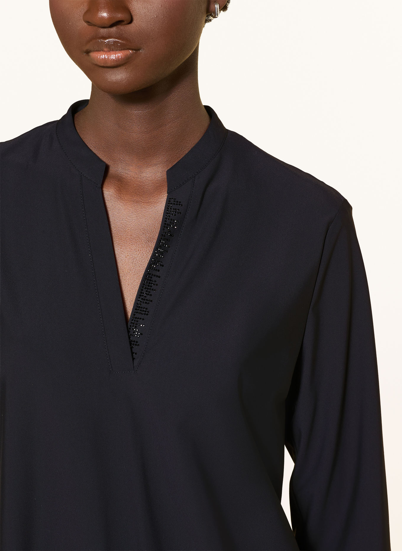 SPORTALM Blouseshirt met sierstenen en 3/4-mouwen: ZWART