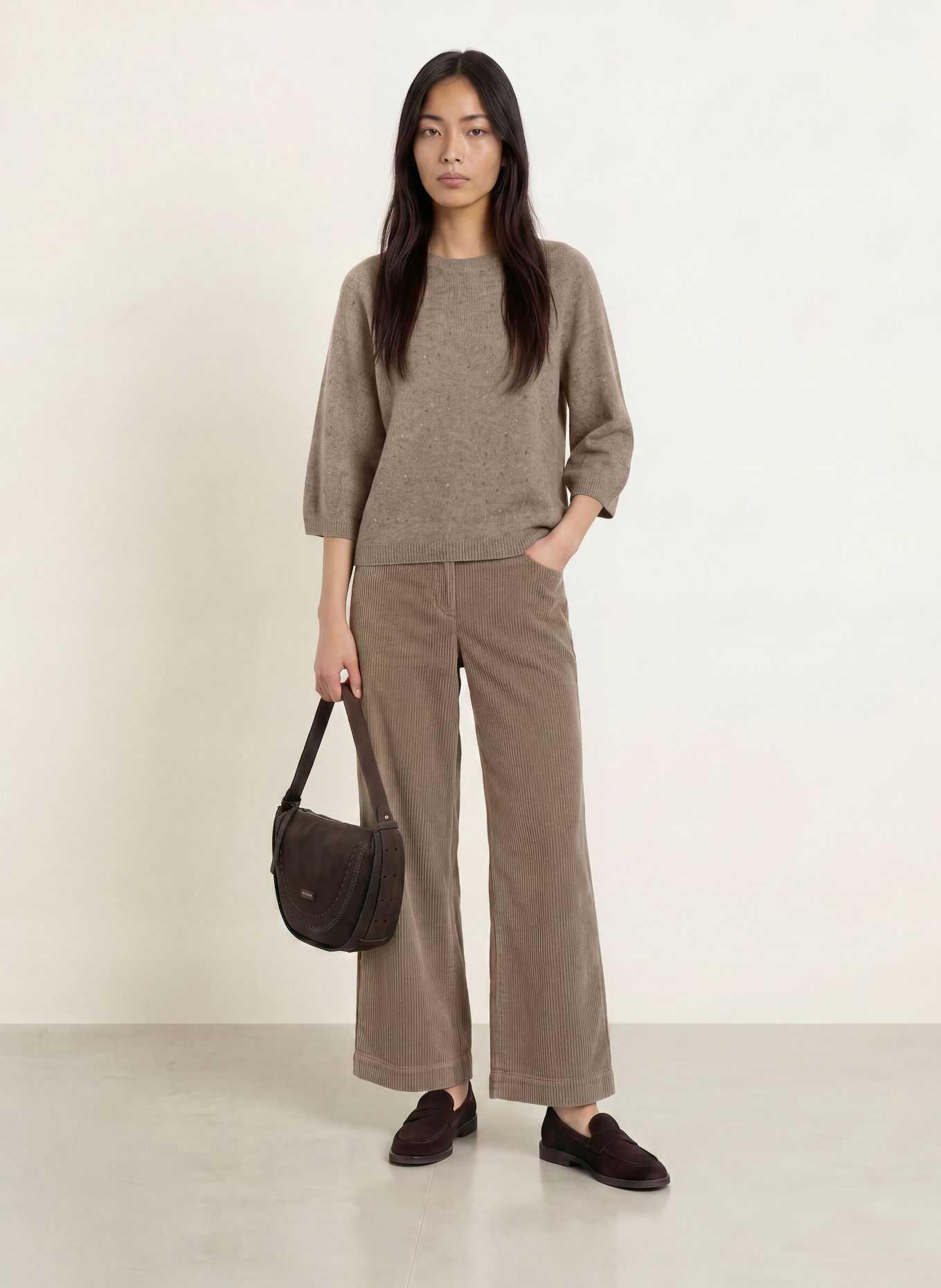 Marc O'Polo Sweater with 3/4-length sleeves: BEIGE