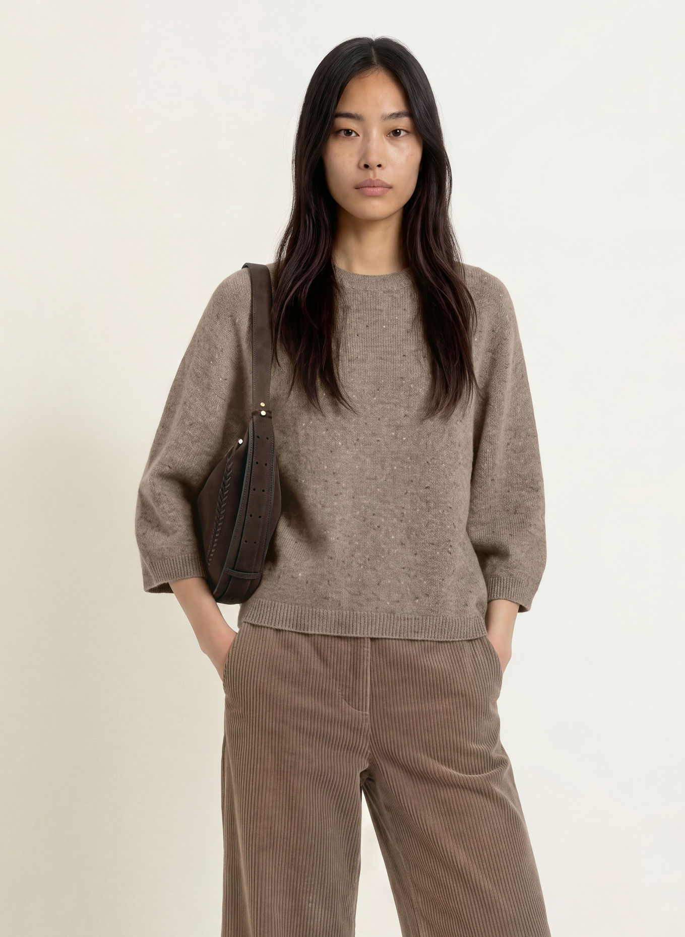 Marc O'Polo Sweater with 3/4-length sleeves: BEIGE