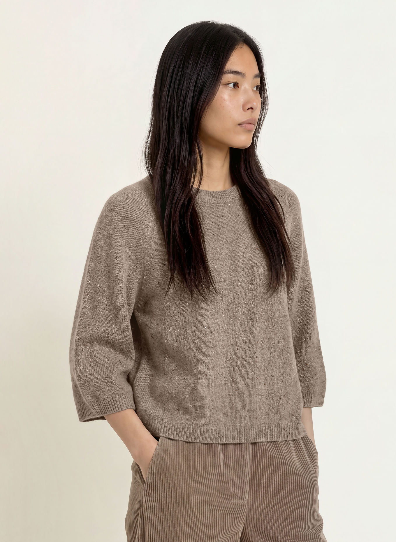 Marc O'Polo Sweater with 3/4-length sleeves: BEIGE