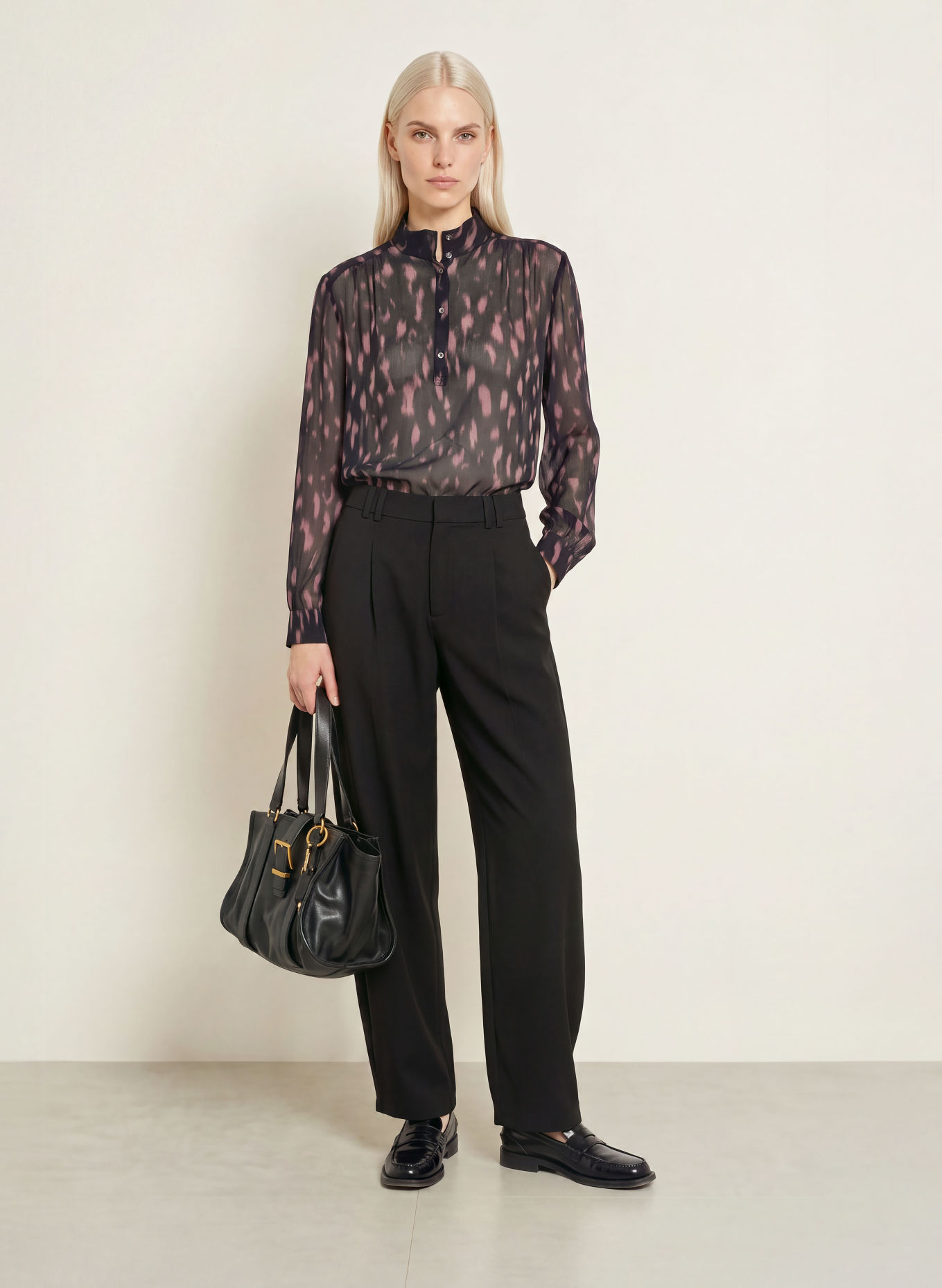 Marc O'Polo Blusenshirt: SCHWARZ / ALTROSA