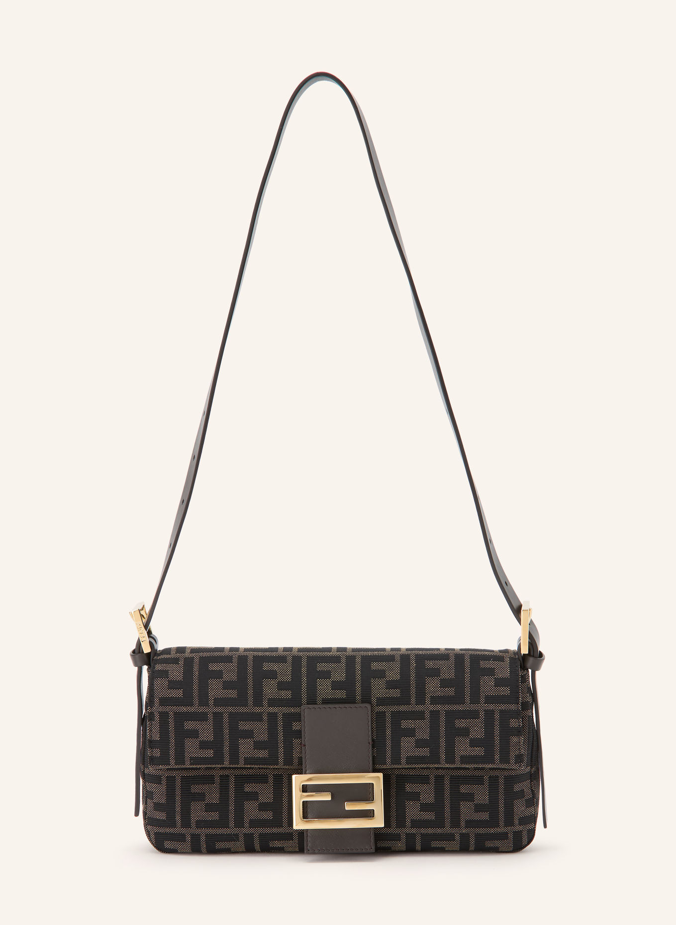 FENDI Sac épaule BAGUETTE: MARRON / NOIR