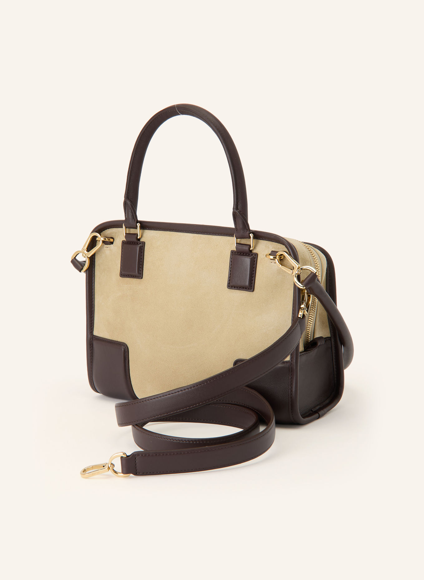 LOEWE Handtasche AMAZONA 180 SMALL: DUNKELBRAUN / GOLD / HELLBRAUN