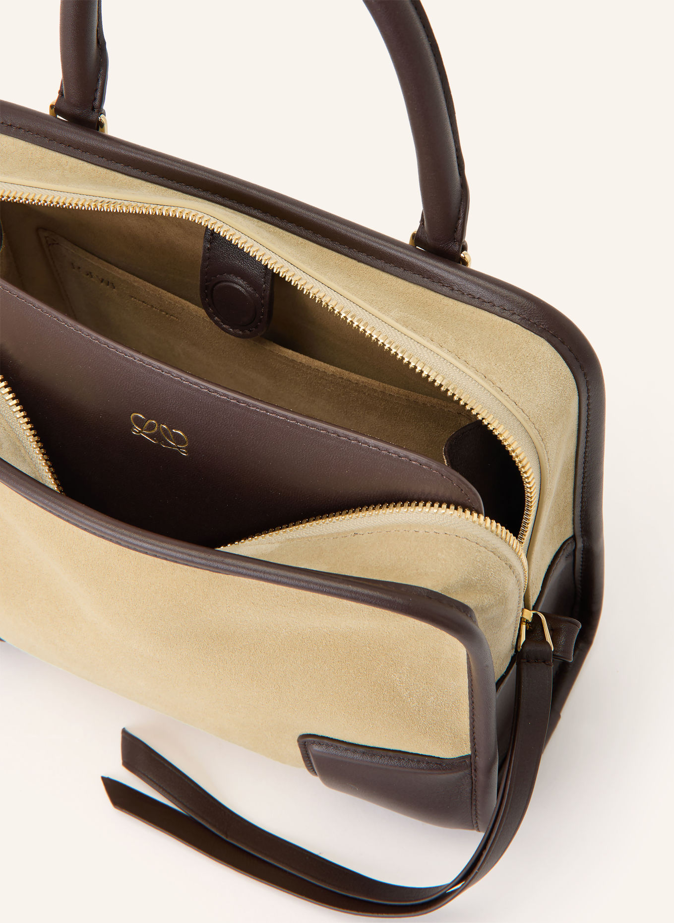 LOEWE Handtasche AMAZONA 180 SMALL: DUNKELBRAUN / GOLD / HELLBRAUN