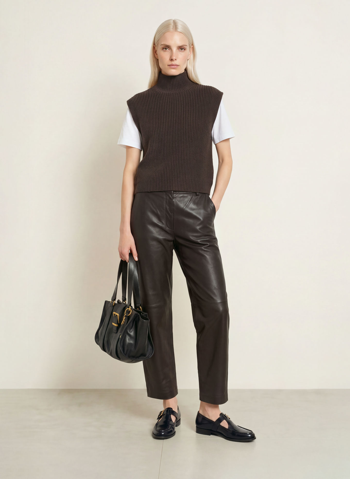 Marc O'Polo Lederbroek: MARRON FONCÉ